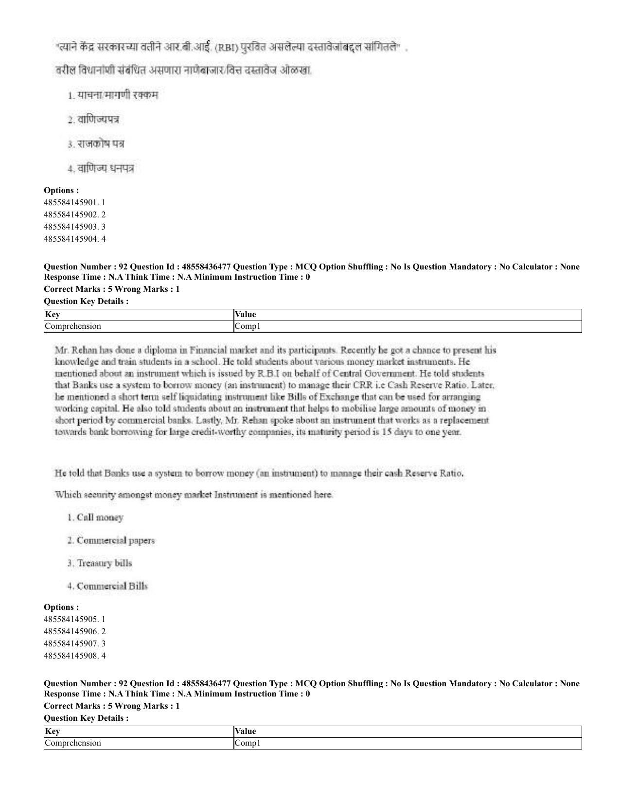 CUET 2023 English Marathi Shift 3 Question Papers - 22 June 2023 - Page 92