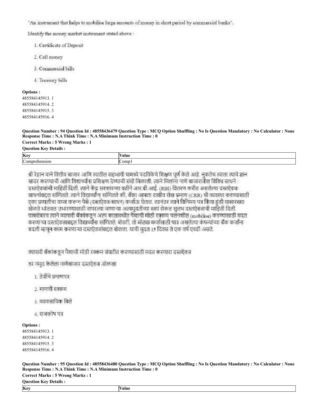 CUET 2023 English Marathi Shift 3 Question Papers - 22 June 2023 - Page 95