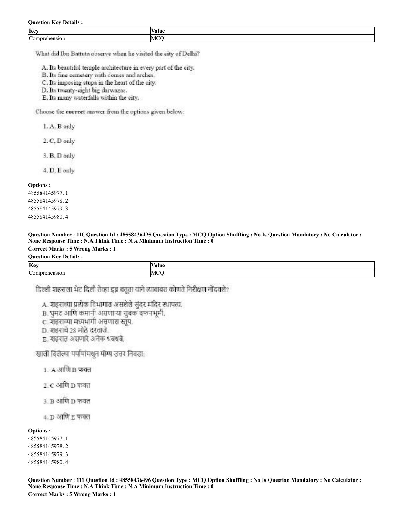 CUET 2023 English Marathi Shift 3 Question Papers - 22 June 2023 - Page 112