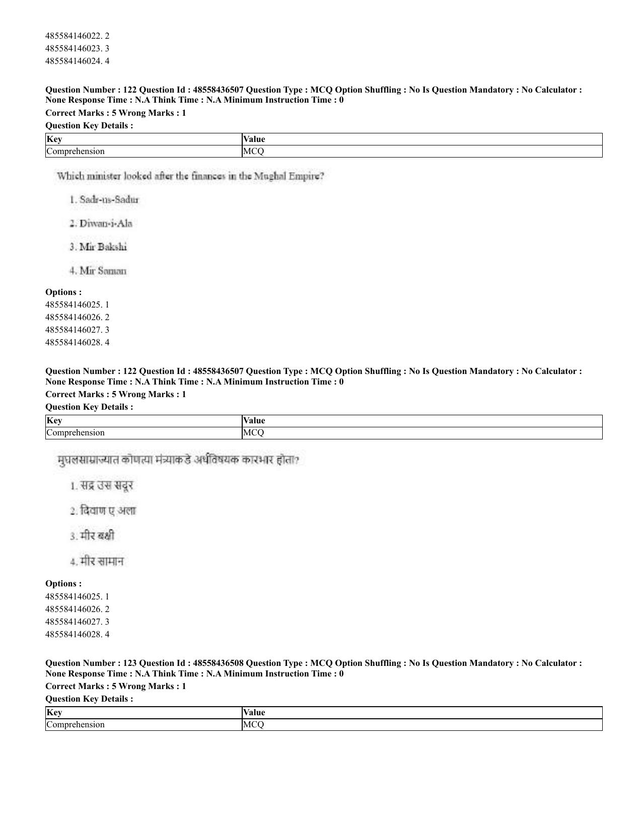 CUET 2023 English Marathi Shift 3 Question Papers - 22 June 2023 - Page 123