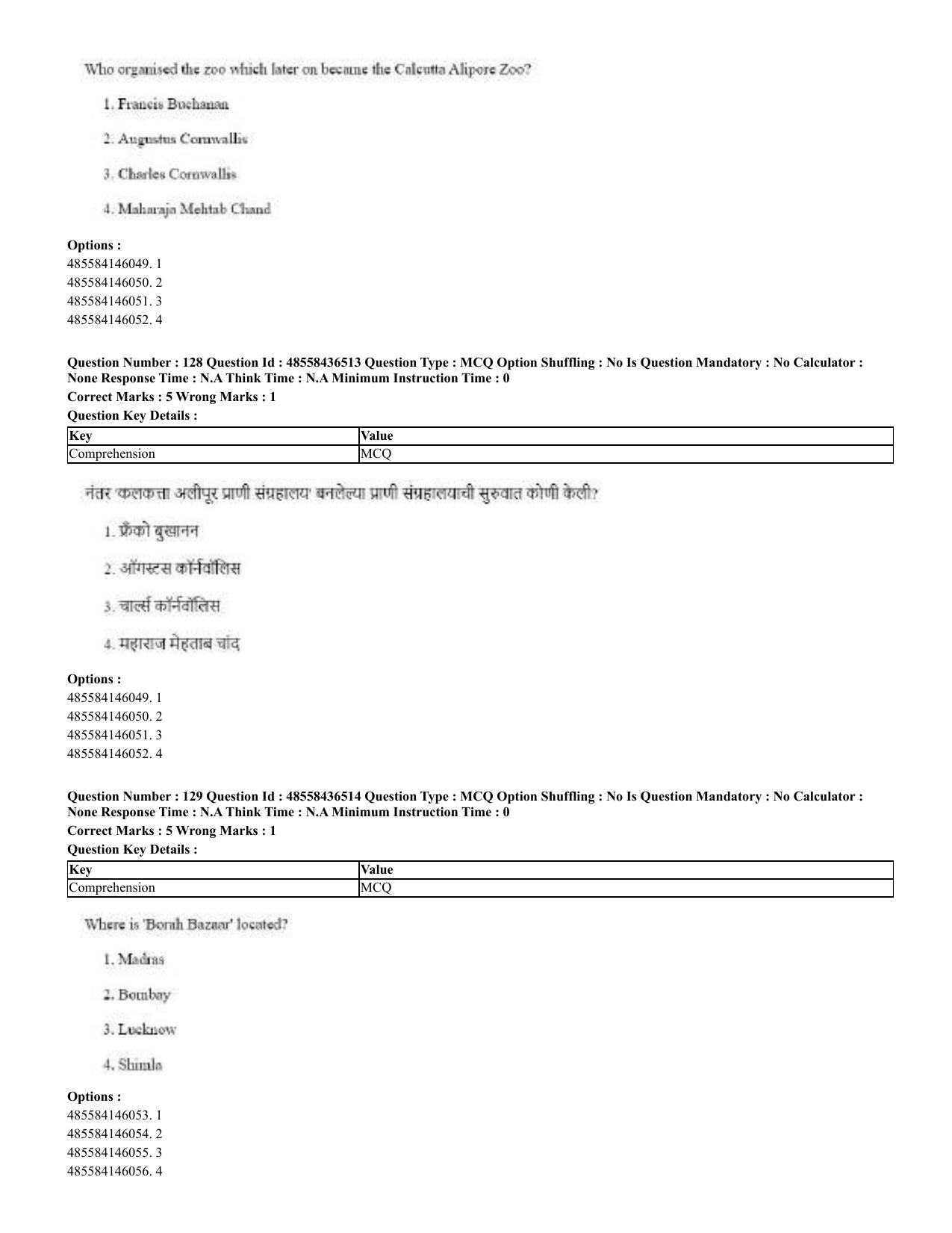CUET 2023 English Marathi Shift 3 Question Papers - 22 June 2023 - Page 128