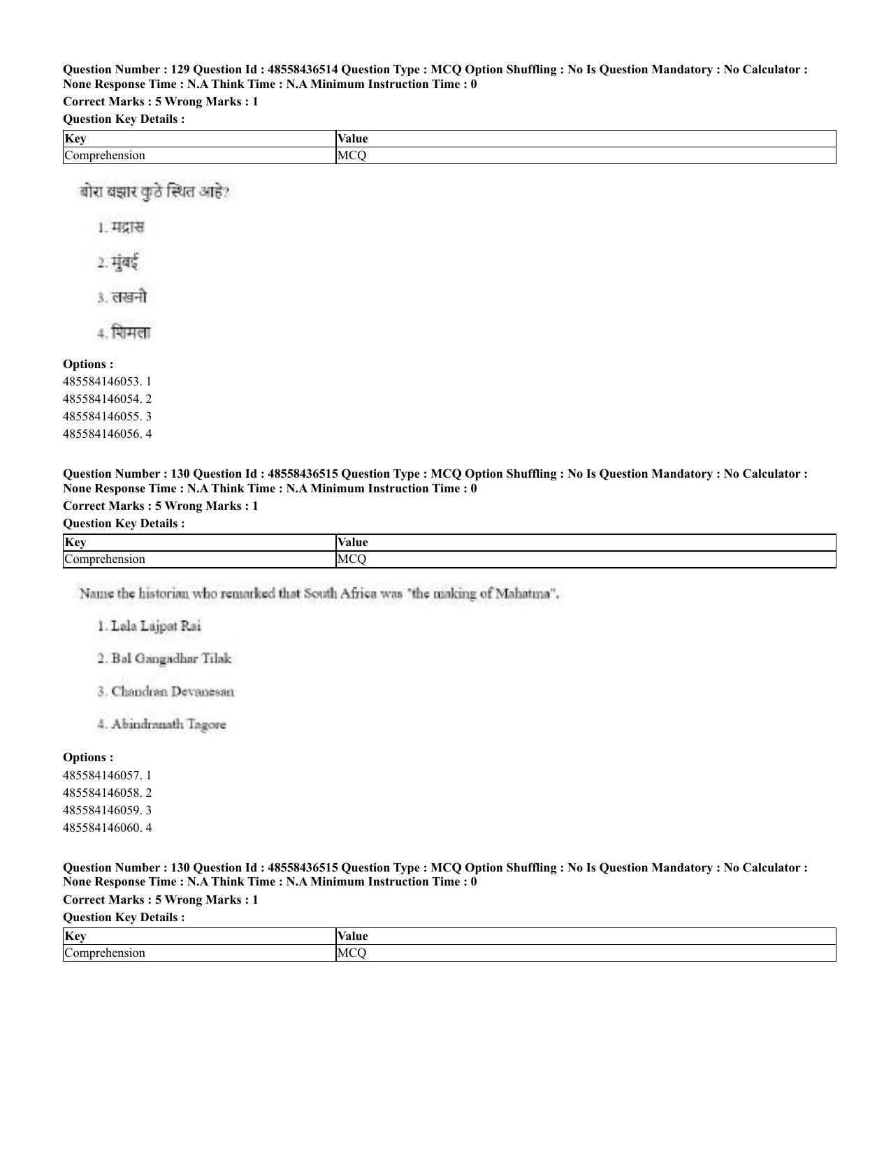 CUET 2023 English Marathi Shift 3 Question Papers - 22 June 2023 - Page 129