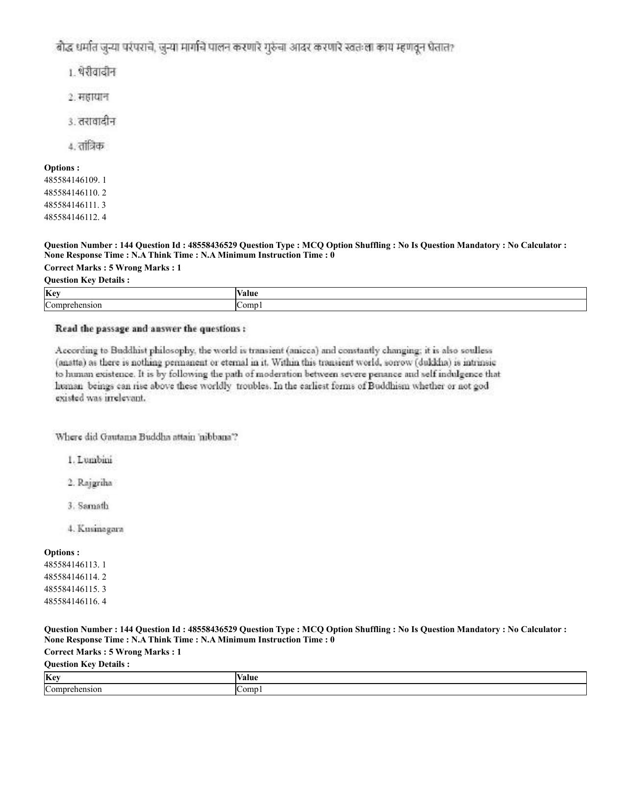 CUET 2023 English Marathi Shift 3 Question Papers - 22 June 2023 - Page 143