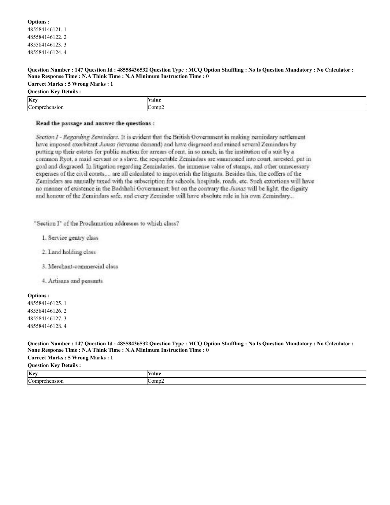 CUET 2023 English Marathi Shift 3 Question Papers - 22 June 2023 - Page 147
