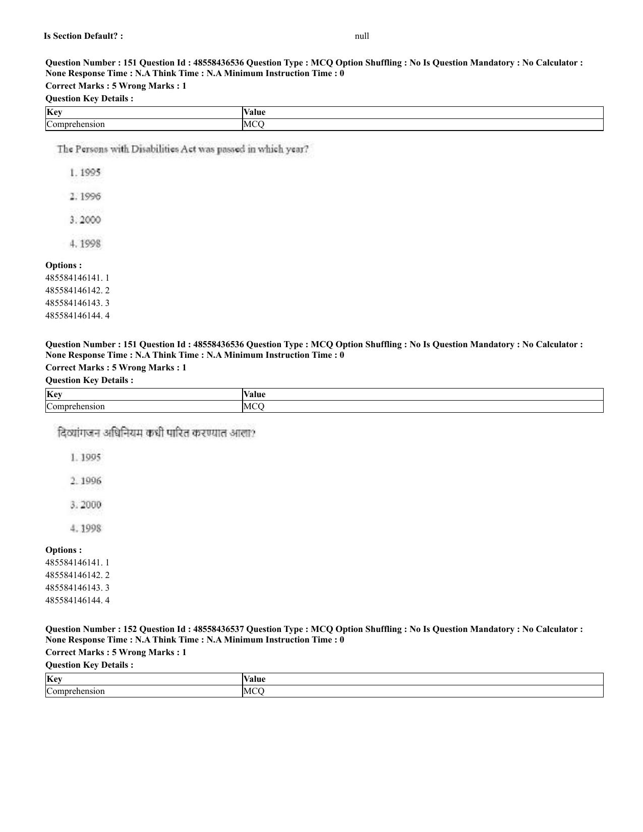 CUET 2023 English Marathi Shift 3 Question Papers - 22 June 2023 - Page 153