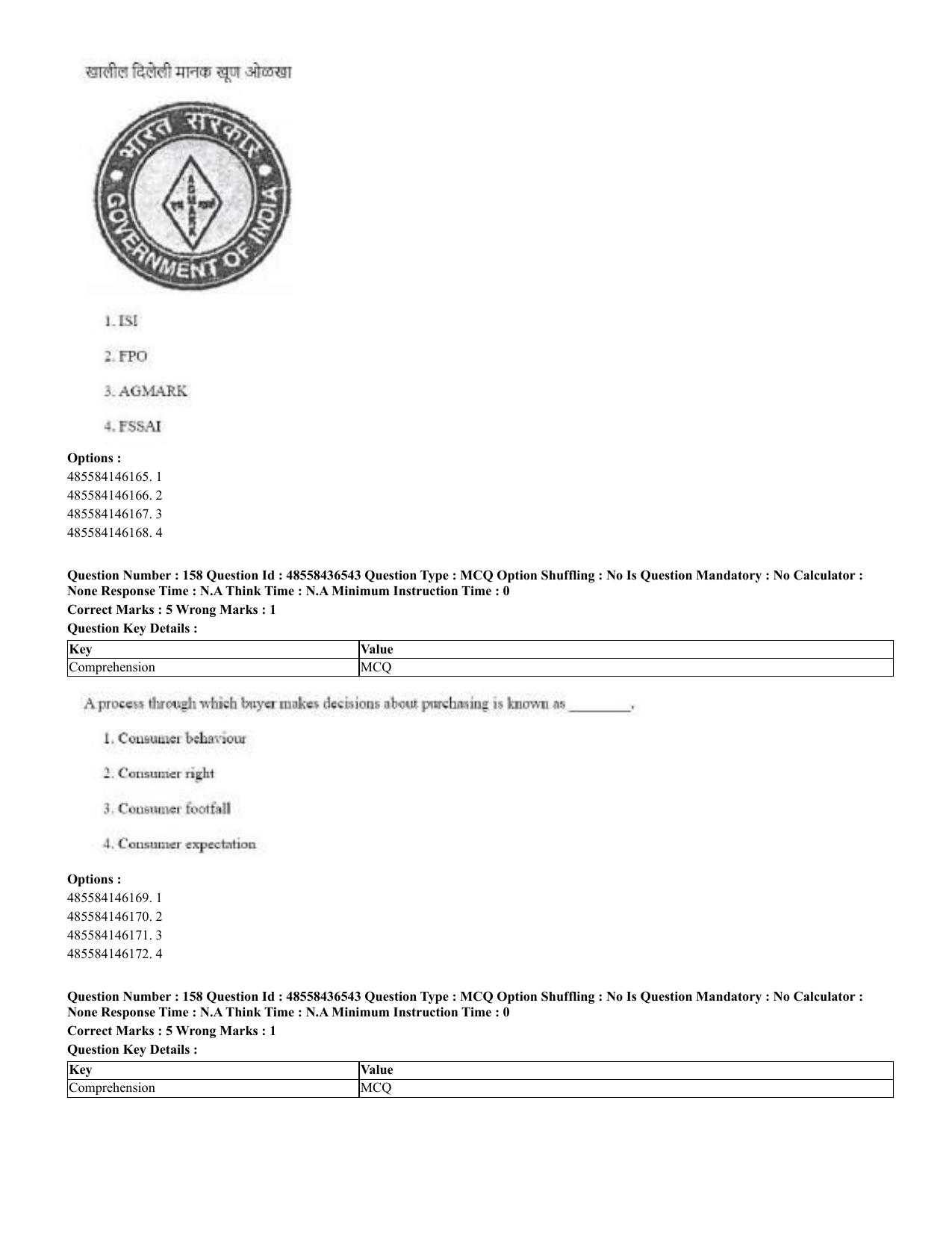 CUET 2023 English Marathi Shift 3 Question Papers - 22 June 2023 - Page 159