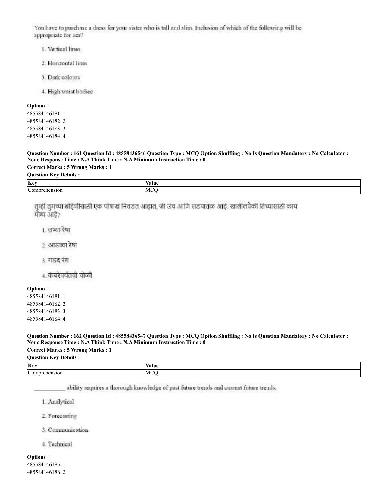 CUET 2023 English Marathi Shift 3 Question Papers - 22 June 2023 - Page 162
