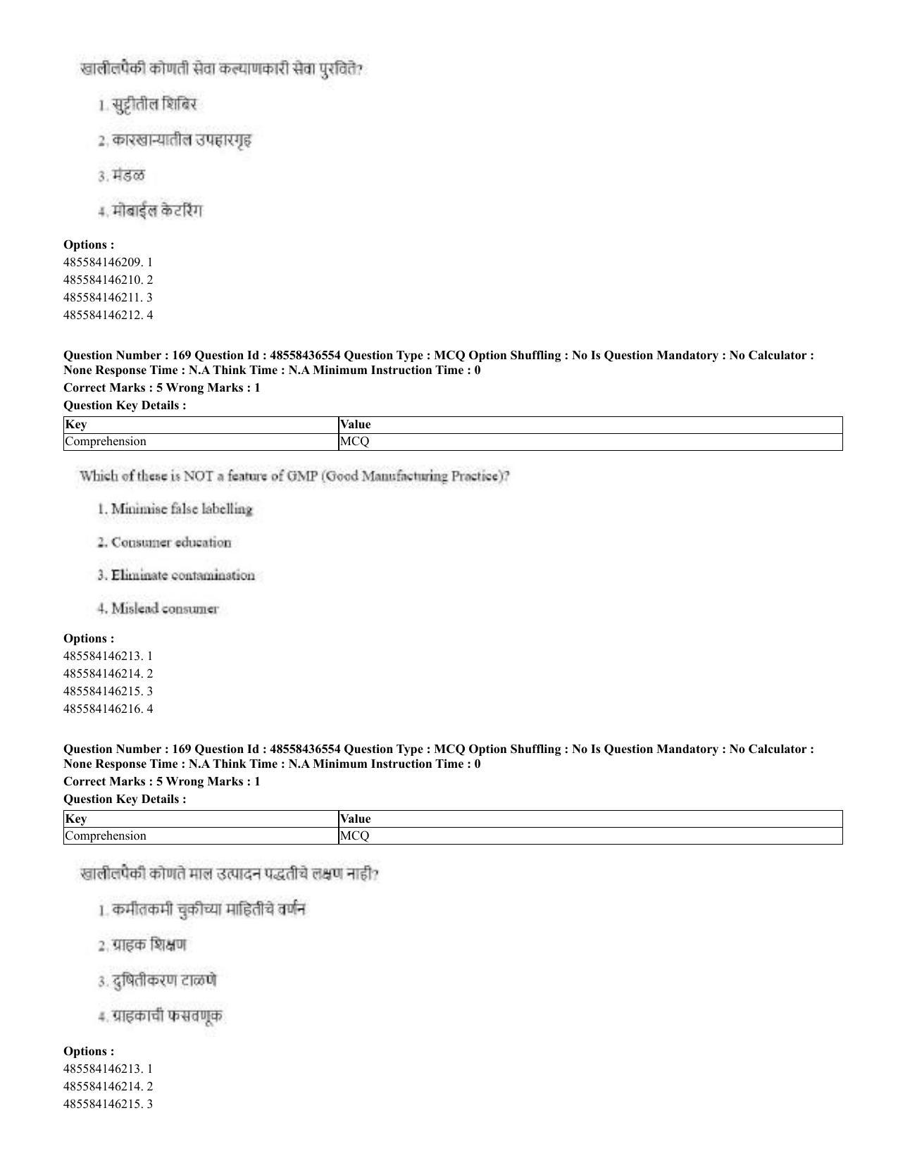 CUET 2023 English Marathi Shift 3 Question Papers - 22 June 2023 - Page 168