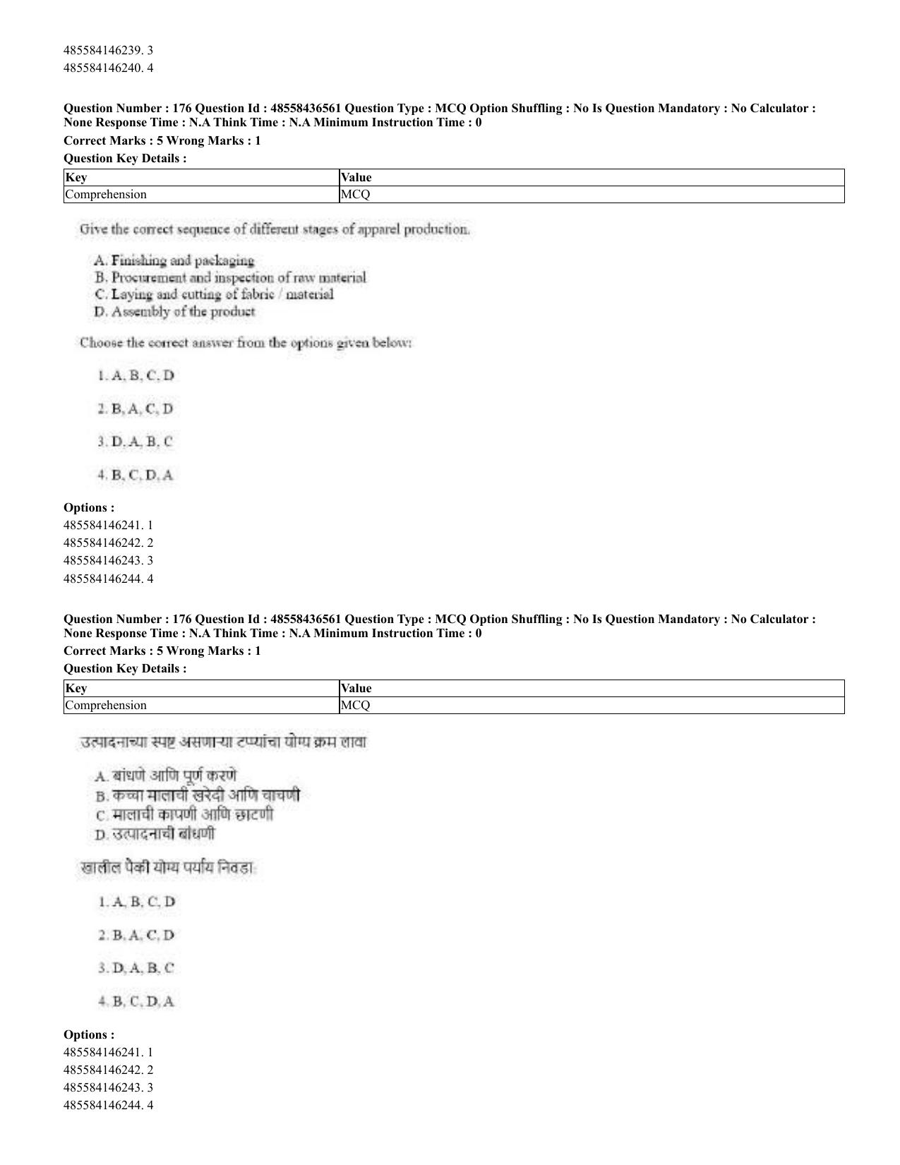 CUET 2023 English Marathi Shift 3 Question Papers - 22 June 2023 - Page 174
