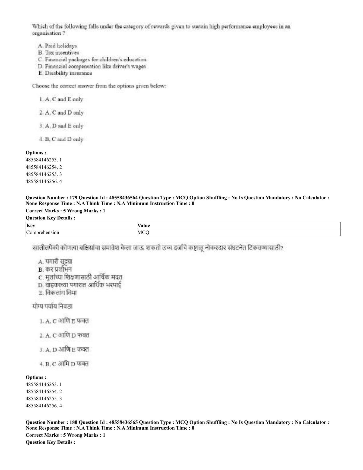 CUET 2023 English Marathi Shift 3 Question Papers - 22 June 2023 - Page 177