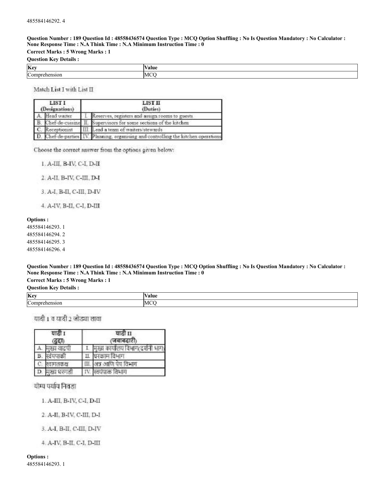 CUET 2023 English Marathi Shift 3 Question Papers - 22 June 2023 - Page 187