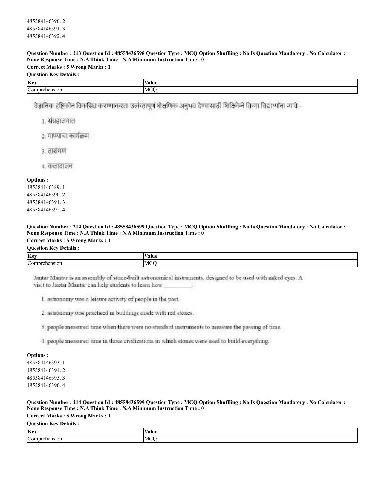 CUET 2023 English Marathi Shift 3 Question Papers - 22 June 2023 - Page 216