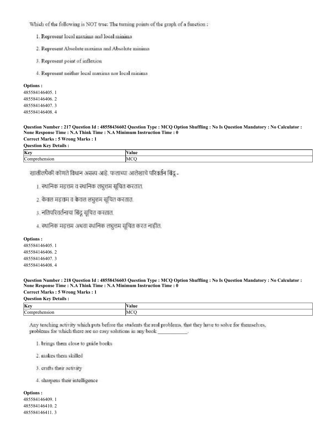 CUET 2023 English Marathi Shift 3 Question Papers - 22 June 2023 - Page 219