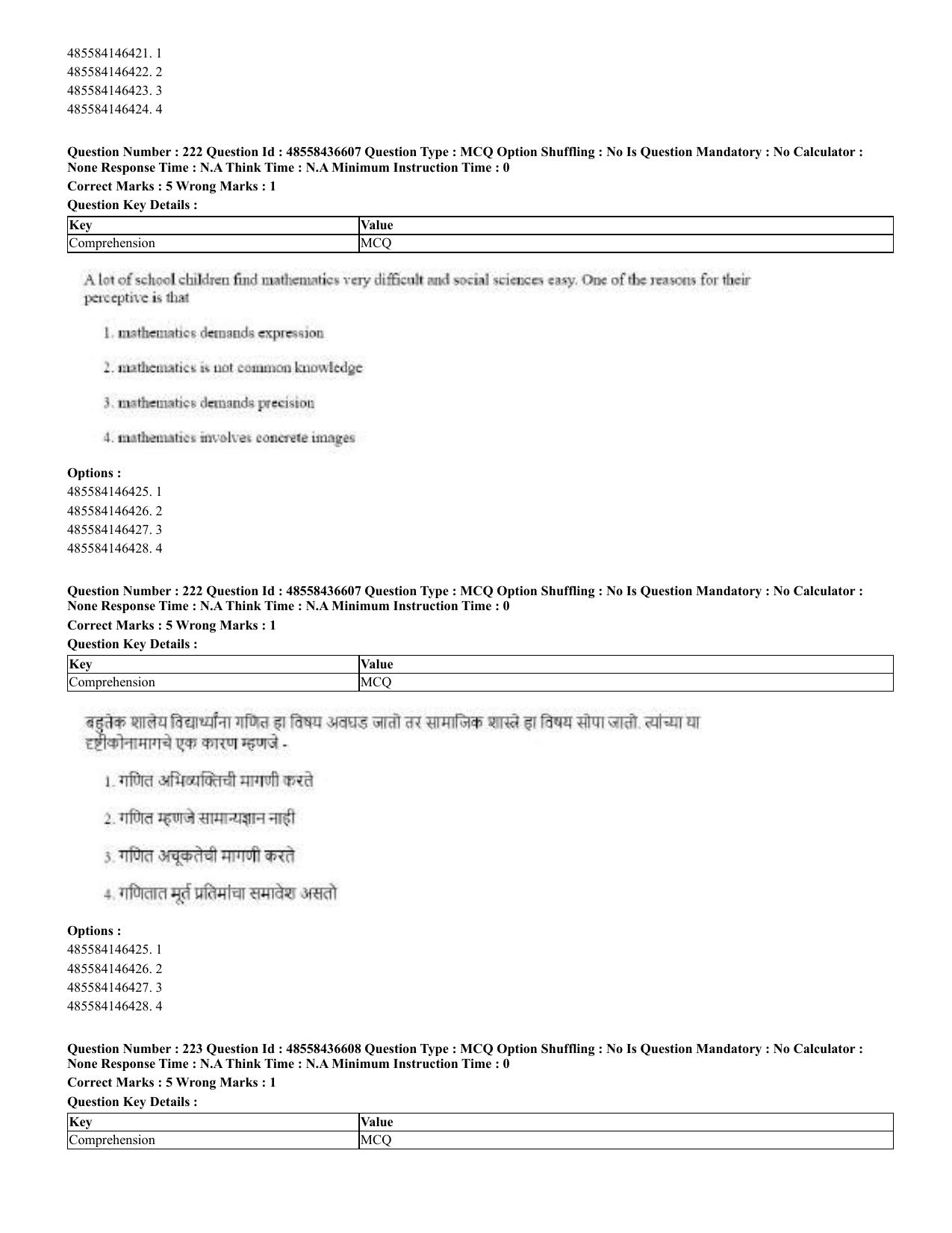 CUET 2023 English Marathi Shift 3 Question Papers - 22 June 2023 - Page 223