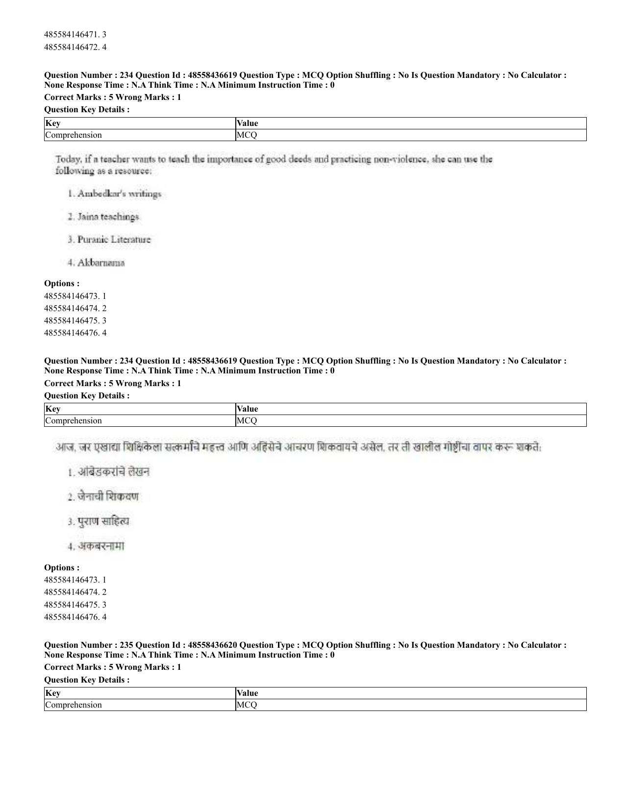 CUET 2023 English Marathi Shift 3 Question Papers - 22 June 2023 - Page 233