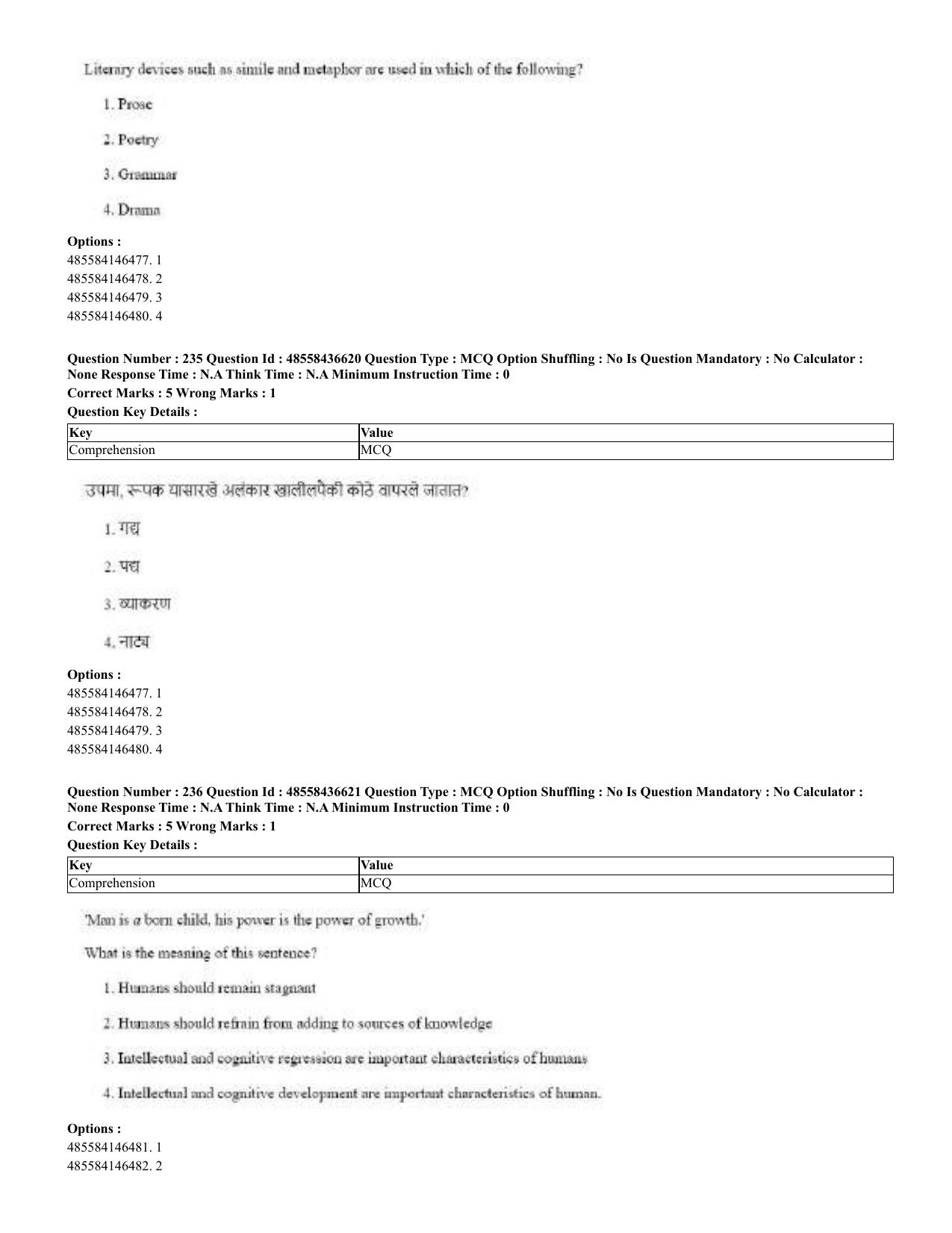 CUET 2023 English Marathi Shift 3 Question Papers - 22 June 2023 - Page 234