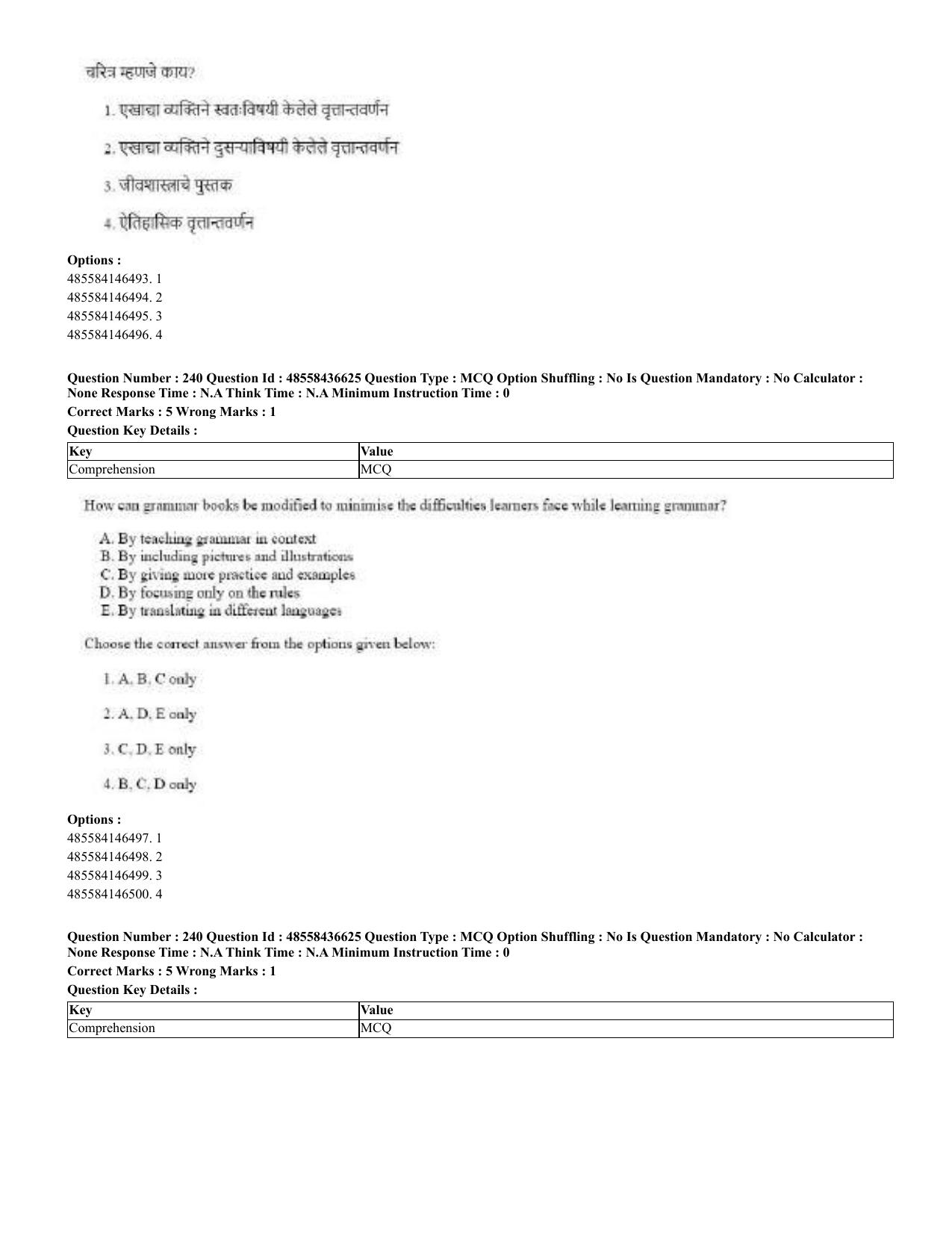 CUET 2023 English Marathi Shift 3 Question Papers - 22 June 2023 - Page 238