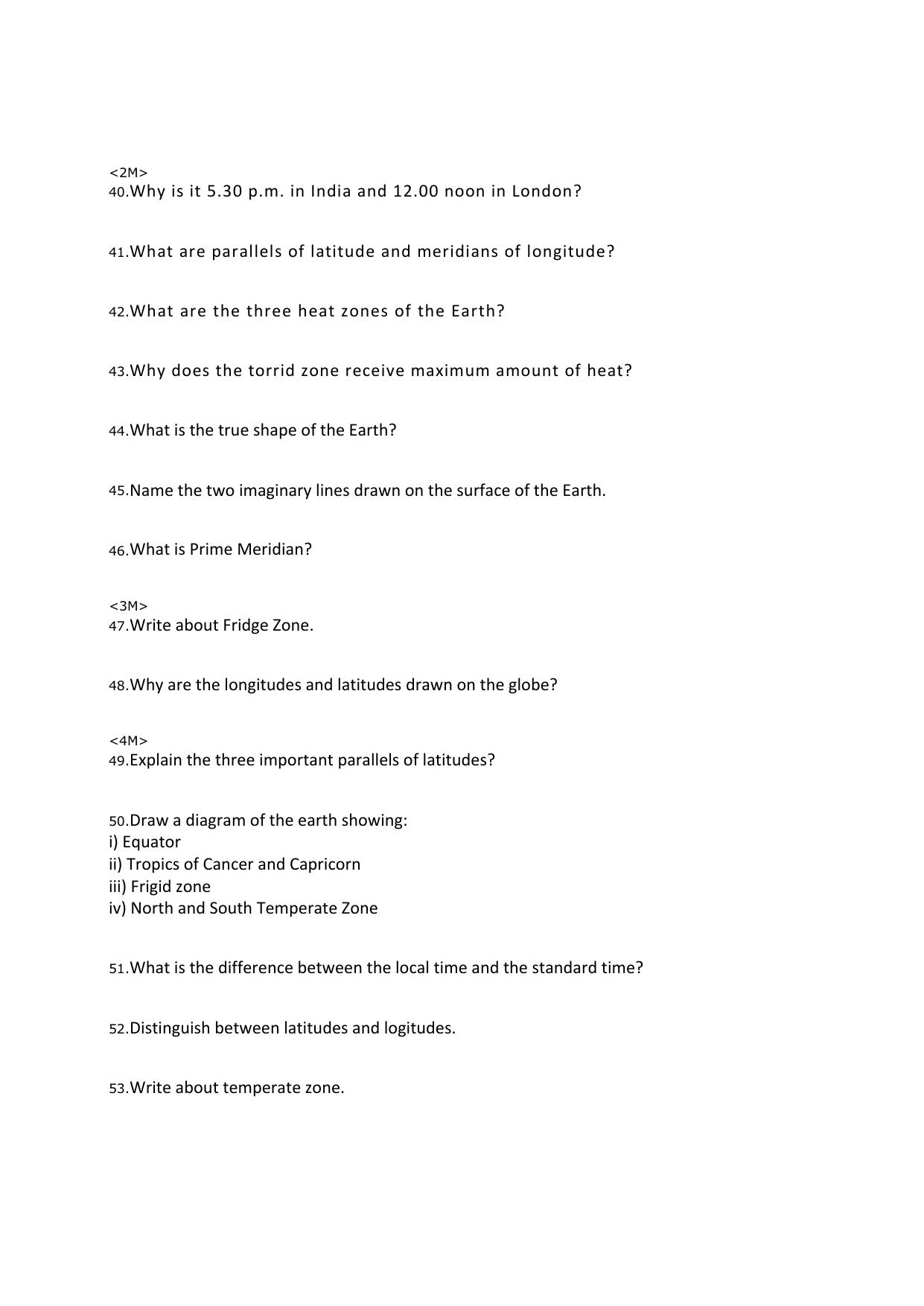 CBSE Worksheets for Class 6 Social Science Latitudes and Longitudes Assignment 1 - Page 5