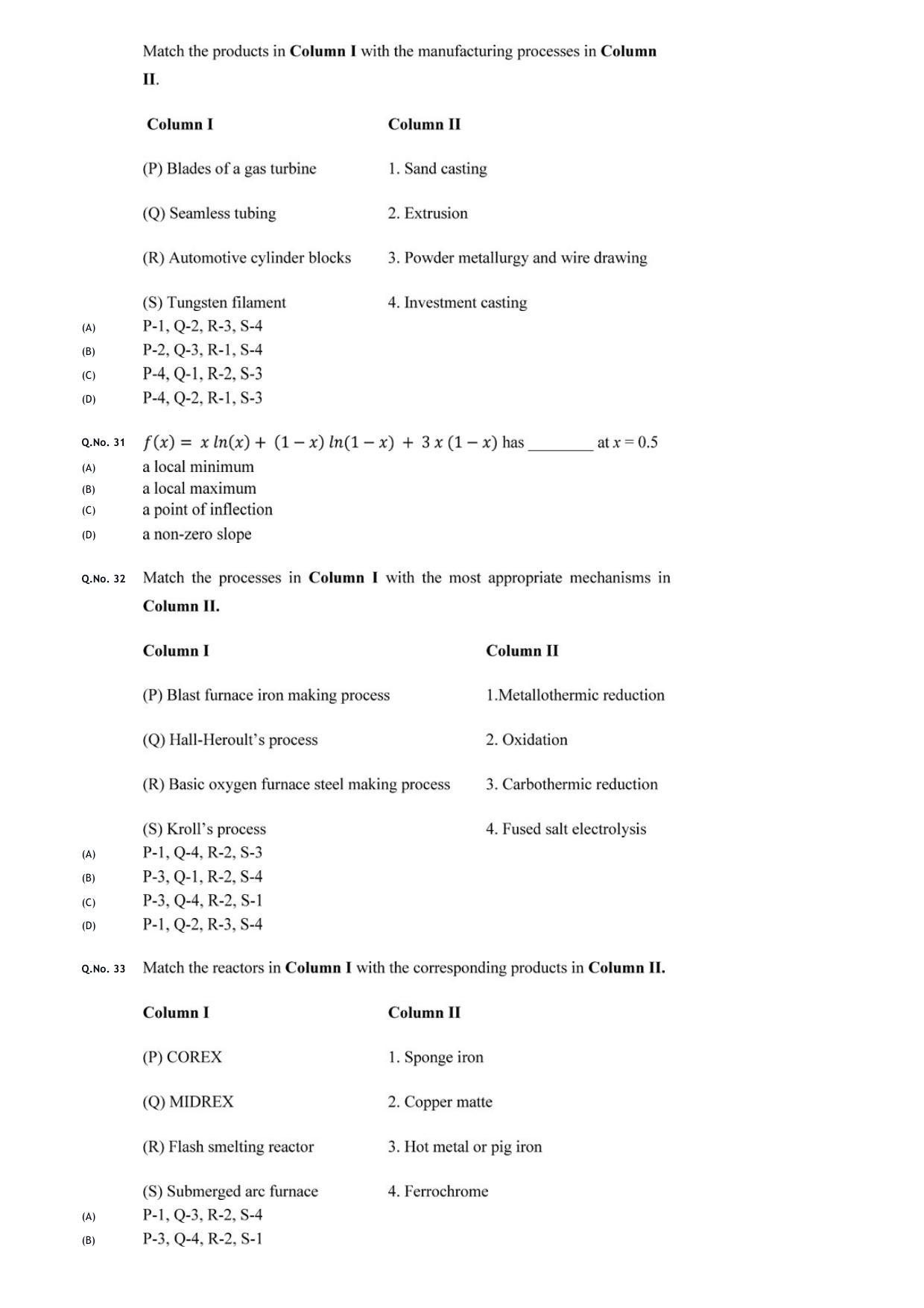 GATE 2020 Metallurgical Engineering (MT) Question Paper - Page 9