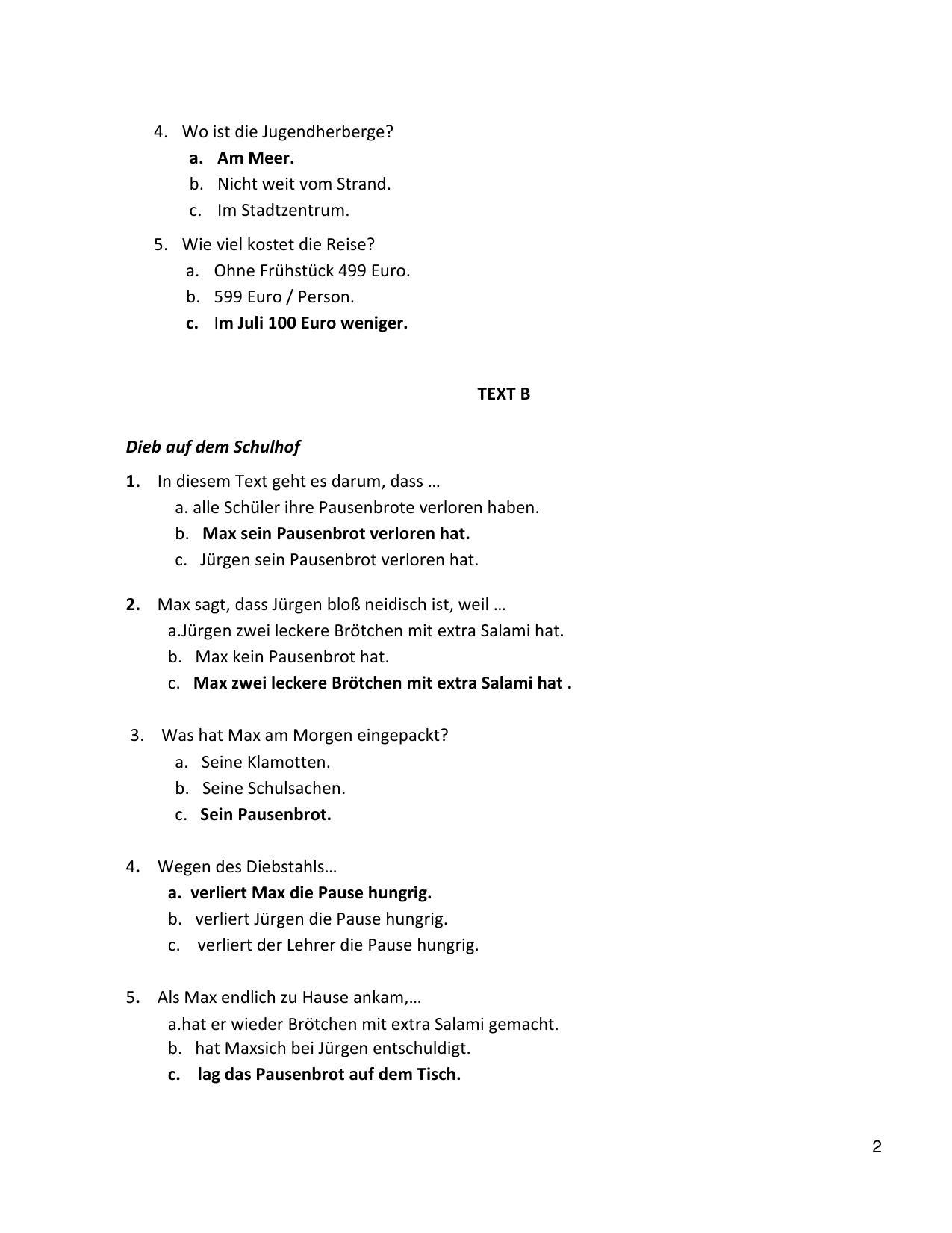 CBSE Class 10 German Marking Scheme and Solutions 2021-22 - Page 2