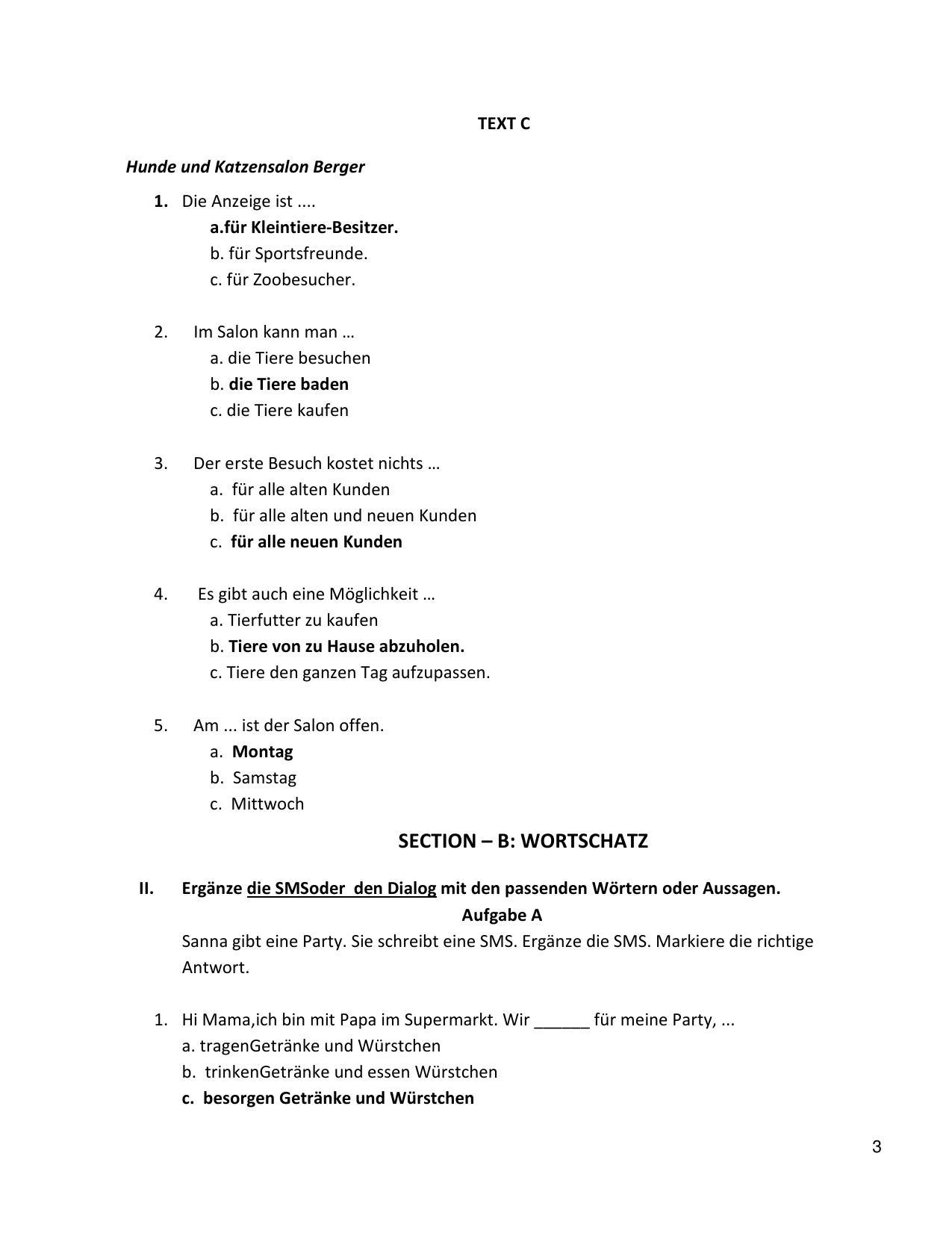 CBSE Class 10 German Marking Scheme and Solutions 2021-22 - Page 3