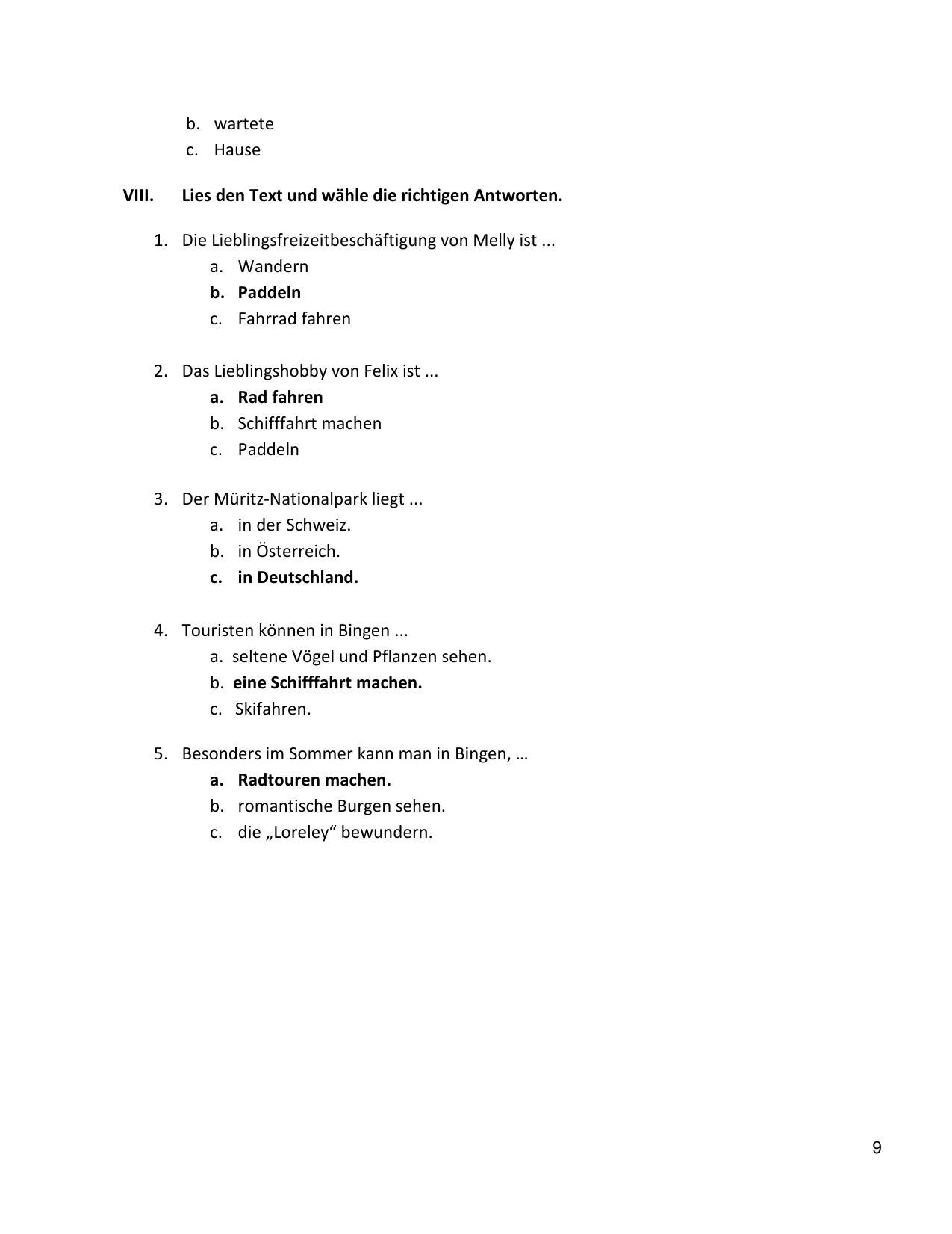 CBSE Class 10 German Marking Scheme and Solutions 2021-22 - Page 9