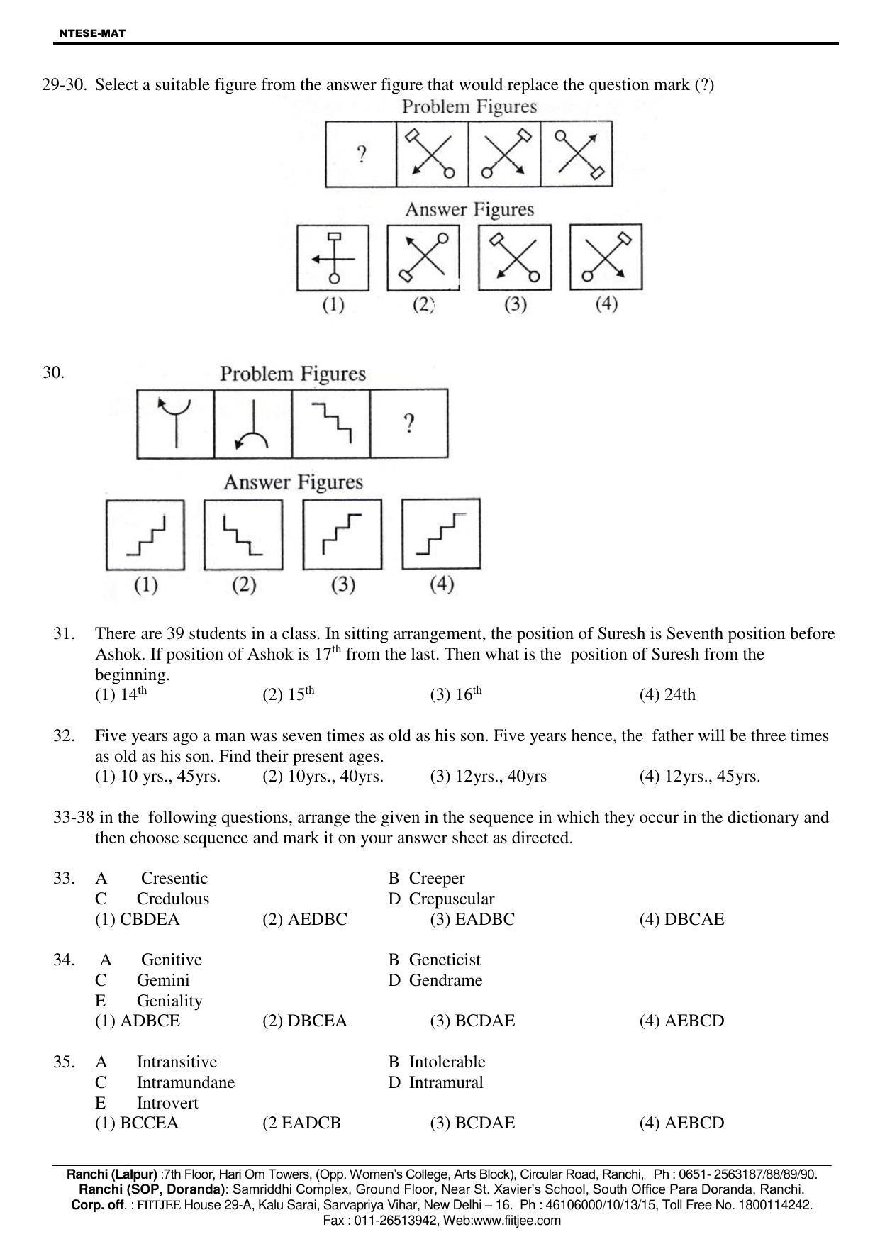 JAC NTSE (MAT & SAT) 2018-2019 Question Paper - Page 5