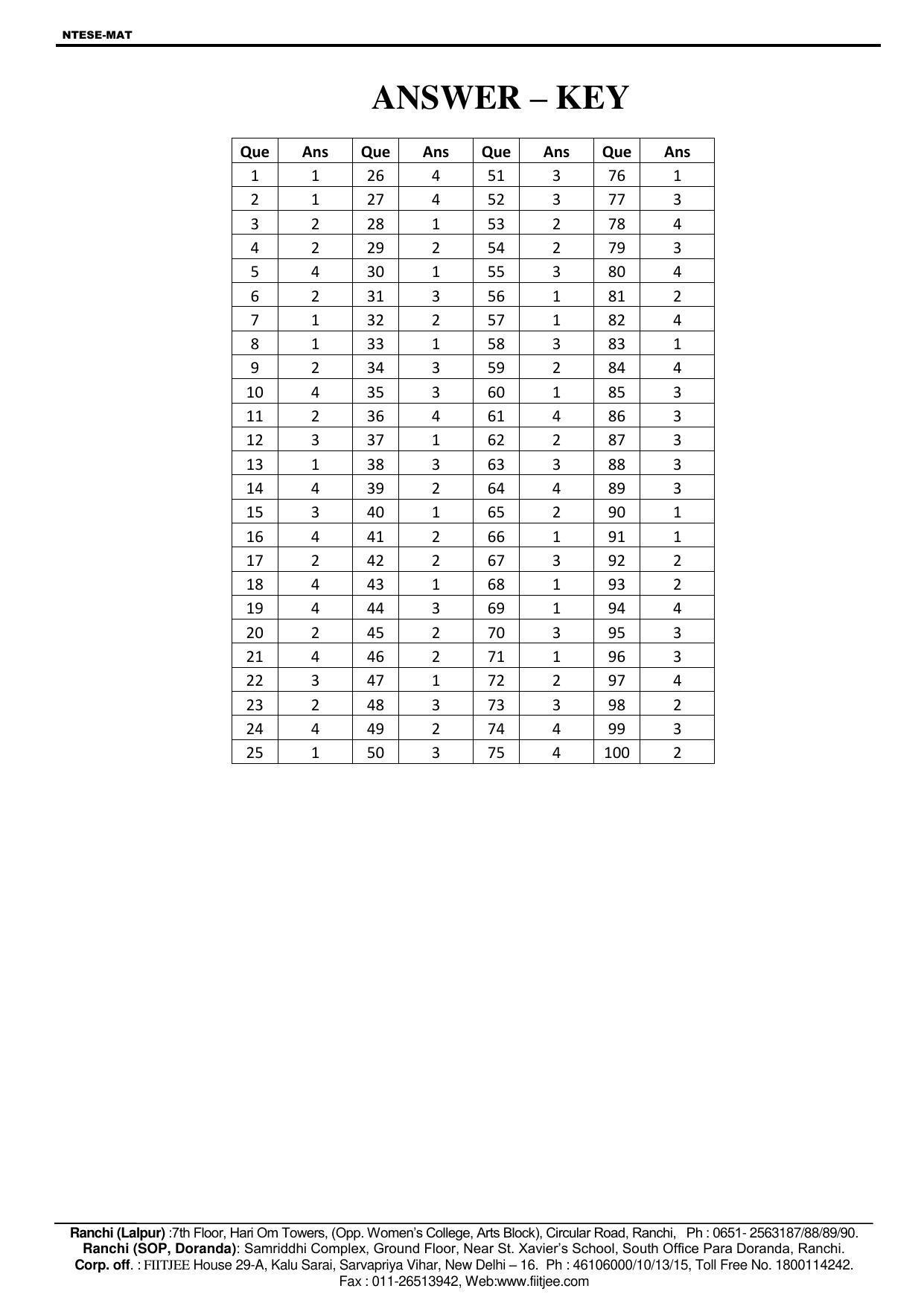JAC NTSE (MAT & SAT) 2018-2019 Question Paper - Page 12