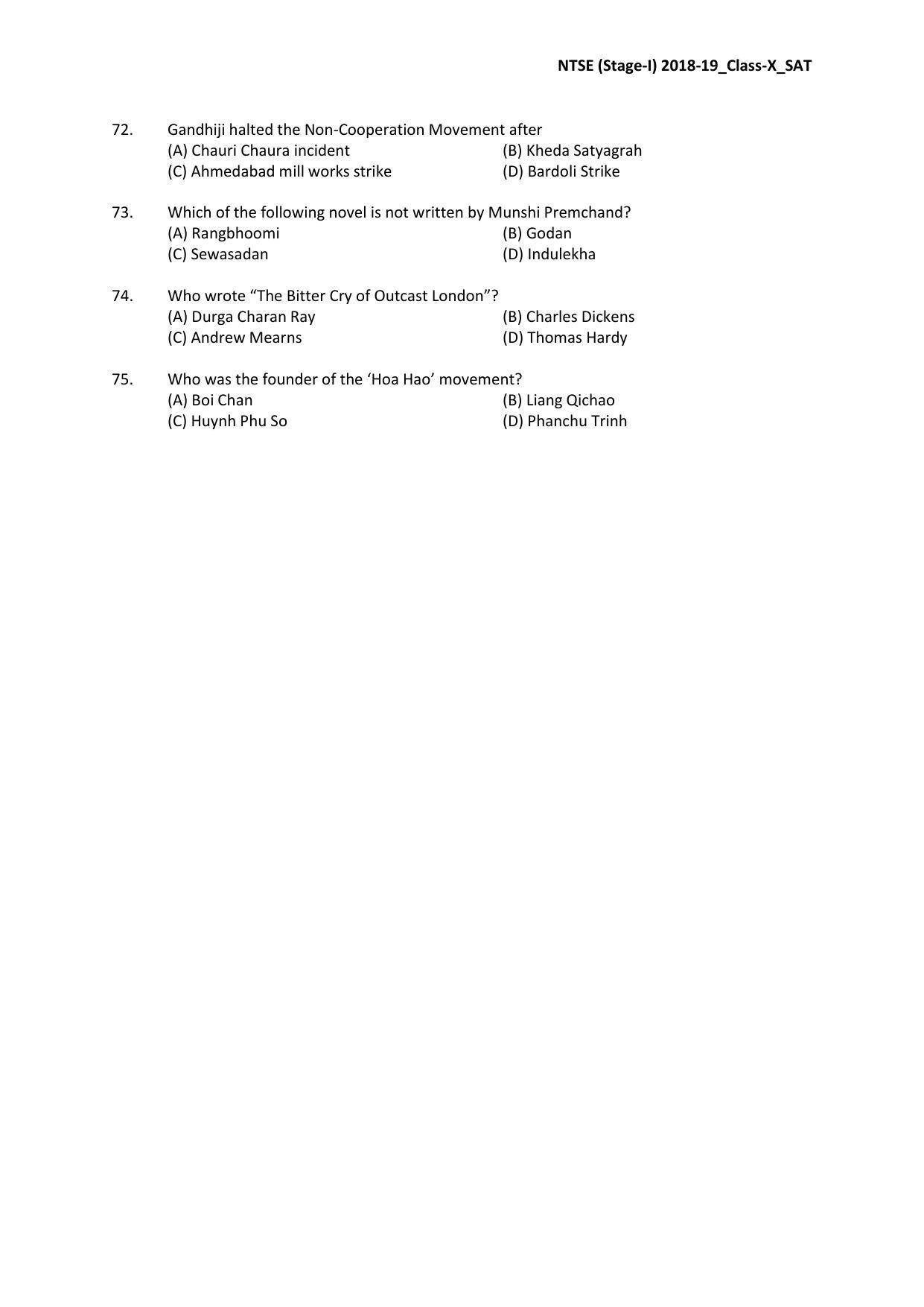 JAC NTSE (MAT & SAT) 2018-2019 Question Paper - Page 25