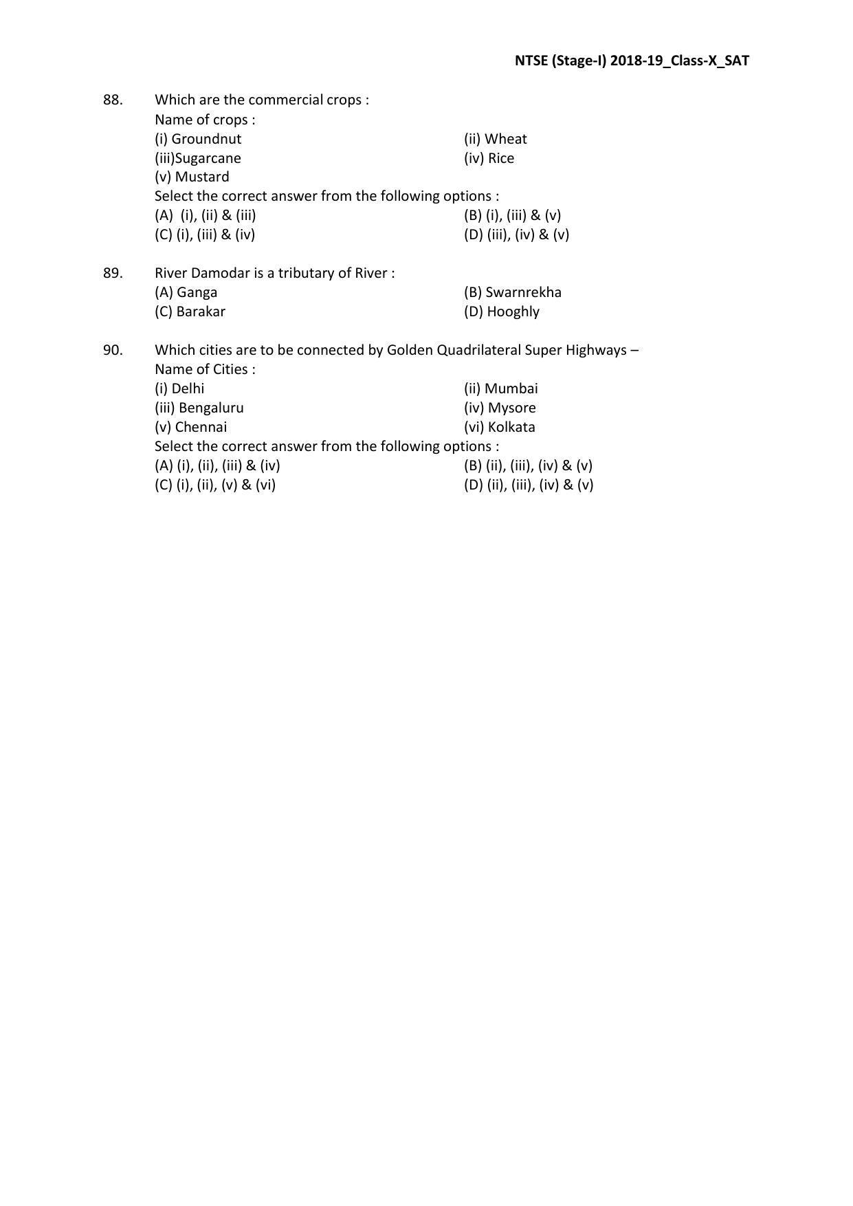 JAC NTSE (MAT & SAT) 2018-2019 Question Paper - Page 27