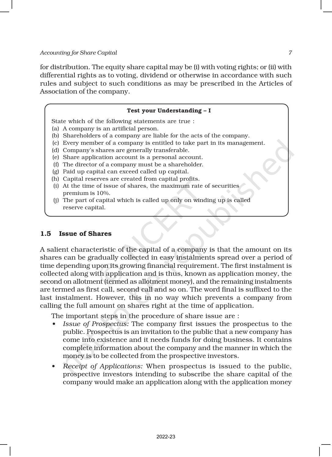 NCERT Book for Class 12 Accountancy Part II Chapter 1 Accounting for Share Capital - Page 7