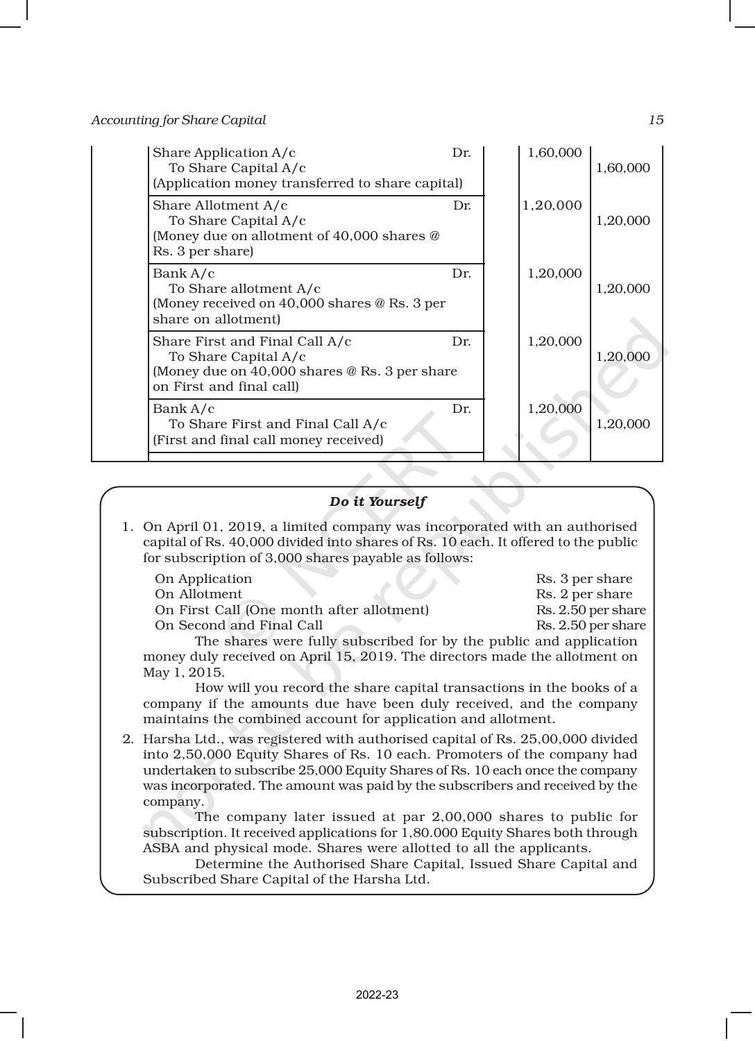 NCERT Book for Class 12 Accountancy Part II Chapter 1 Accounting for Share Capital - Page 15