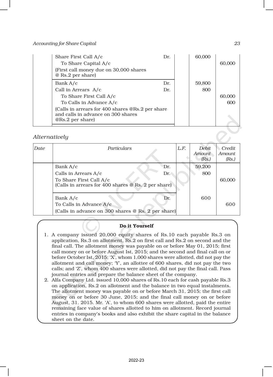 NCERT Book for Class 12 Accountancy Part II Chapter 1 Accounting for Share Capital - Page 23