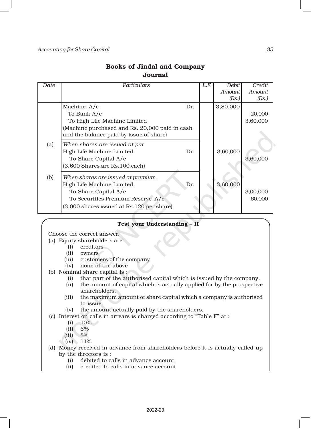 NCERT Book for Class 12 Accountancy Part II Chapter 1 Accounting for Share Capital - Page 35