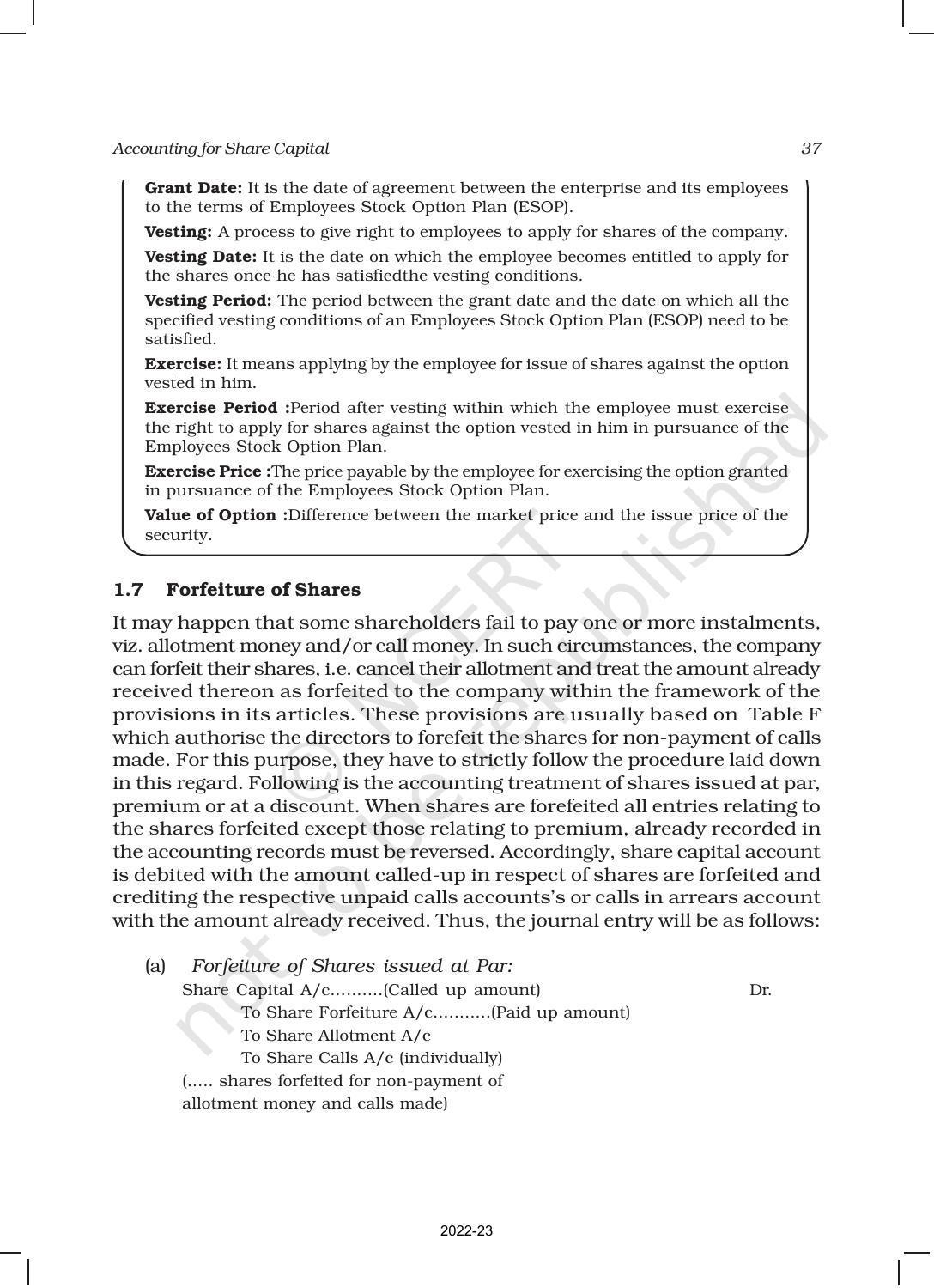 NCERT Book for Class 12 Accountancy Part II Chapter 1 Accounting for Share Capital - Page 37
