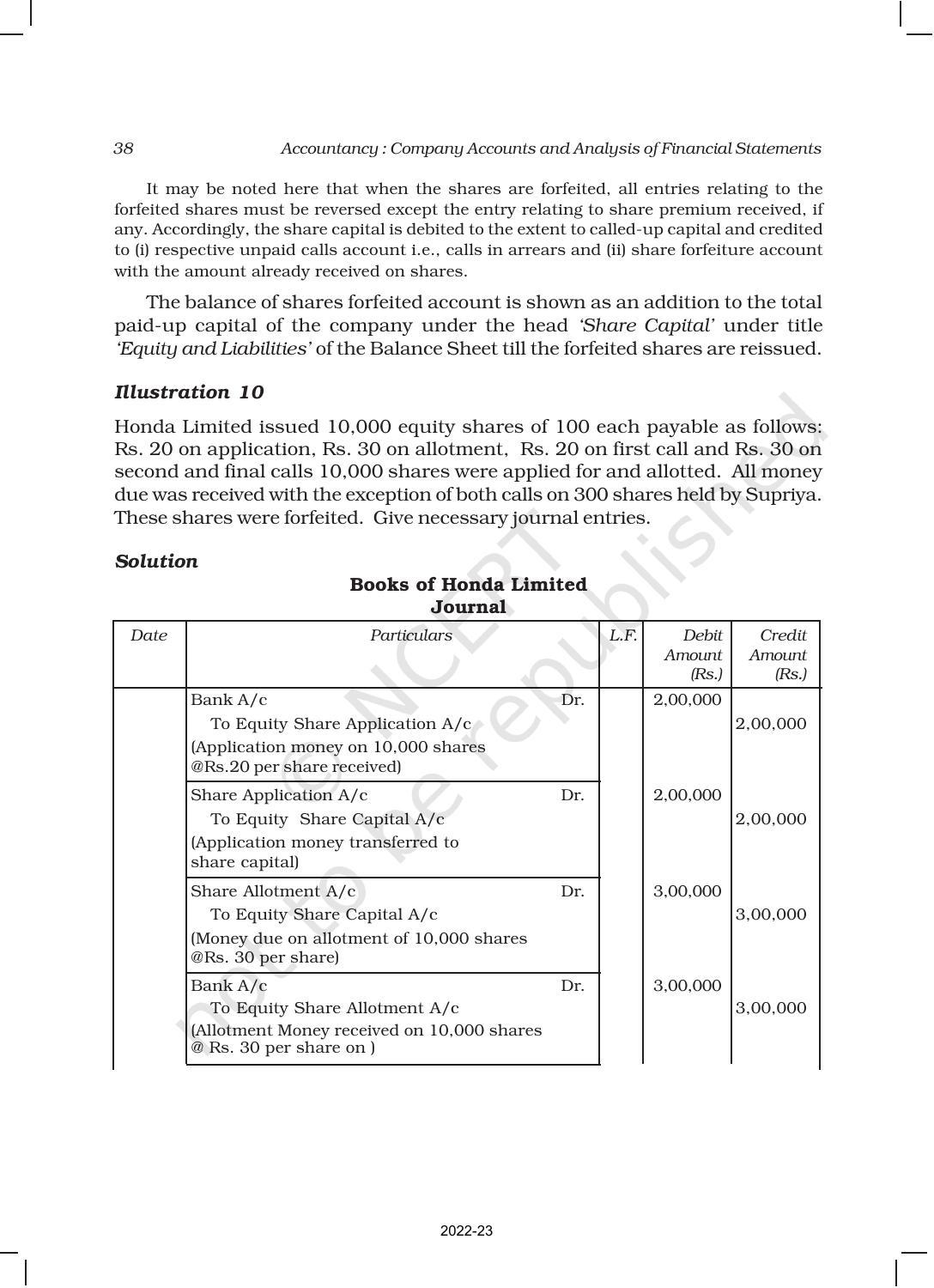 NCERT Book for Class 12 Accountancy Part II Chapter 1 Accounting for Share Capital - Page 38
