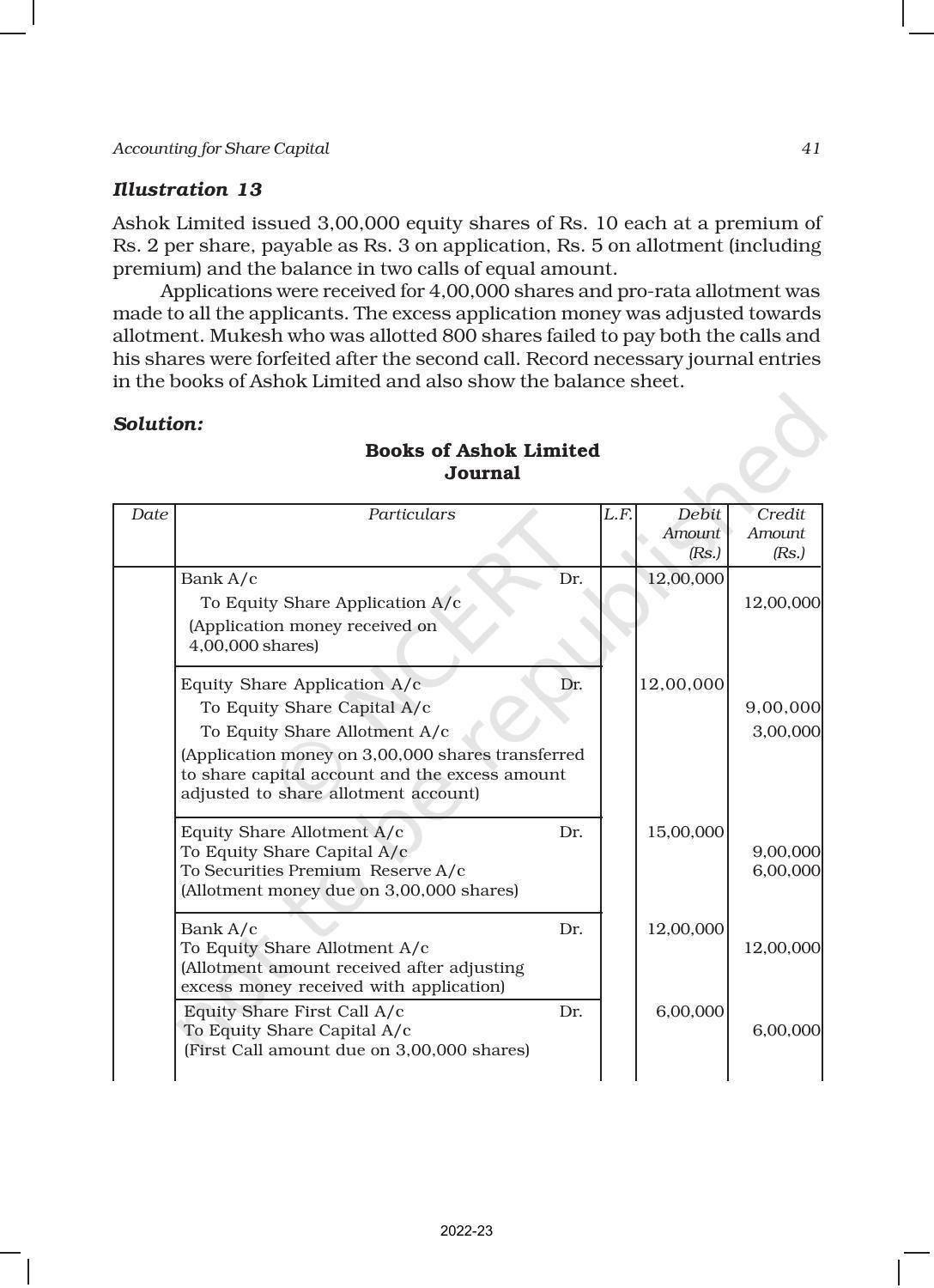 NCERT Book for Class 12 Accountancy Part II Chapter 1 Accounting for Share Capital - Page 41