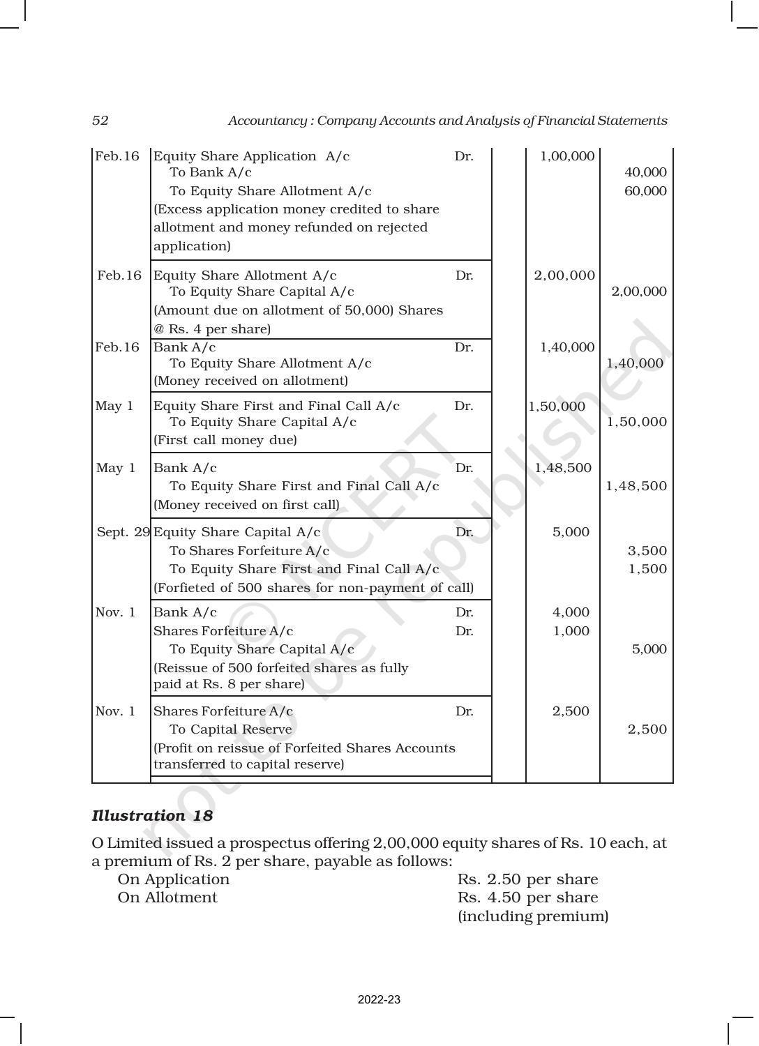 NCERT Book for Class 12 Accountancy Part II Chapter 1 Accounting for Share Capital - Page 52