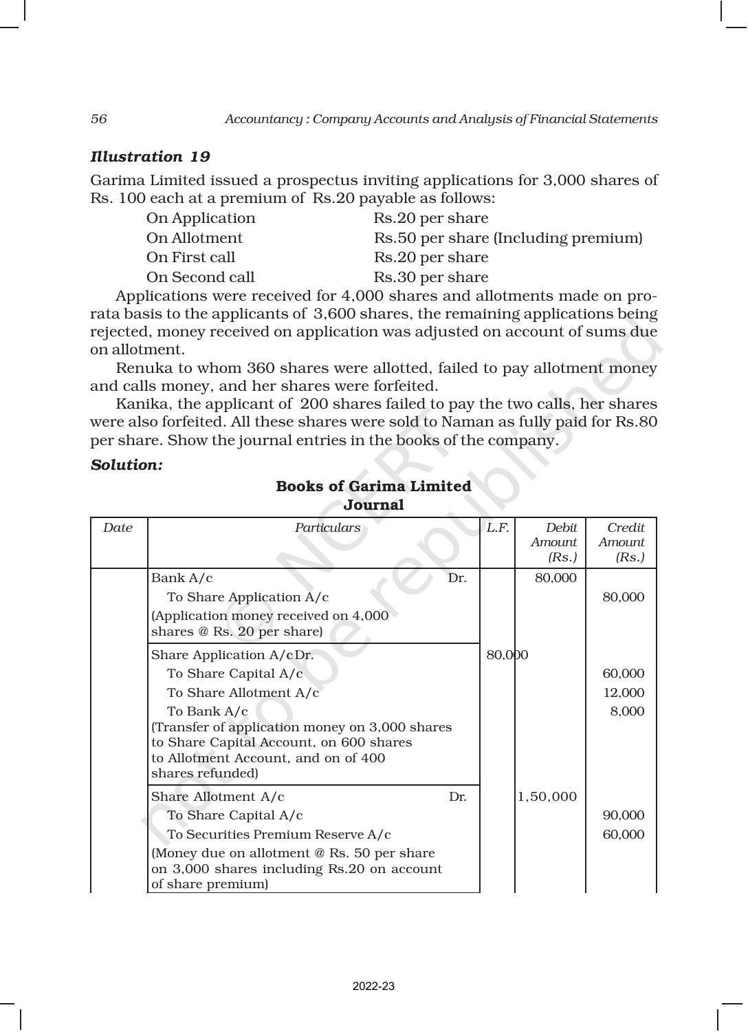 NCERT Book for Class 12 Accountancy Part II Chapter 1 Accounting for Share Capital - Page 56