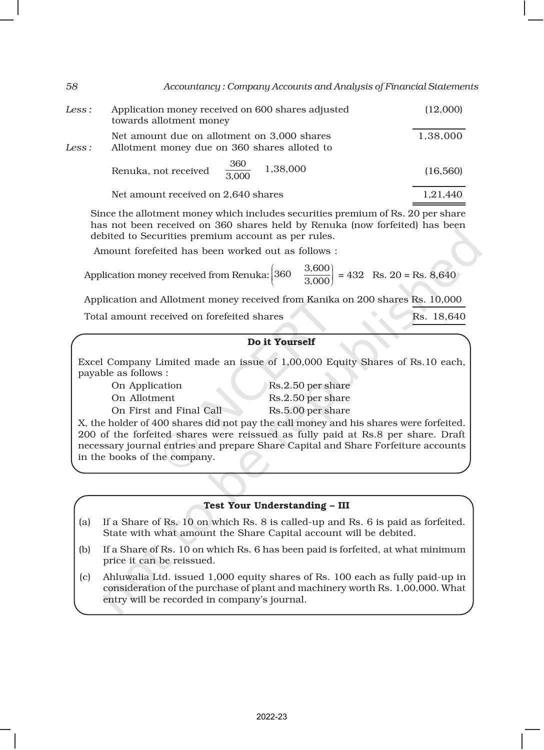 NCERT Book for Class 12 Accountancy Part II Chapter 1 Accounting for Share Capital - Page 58