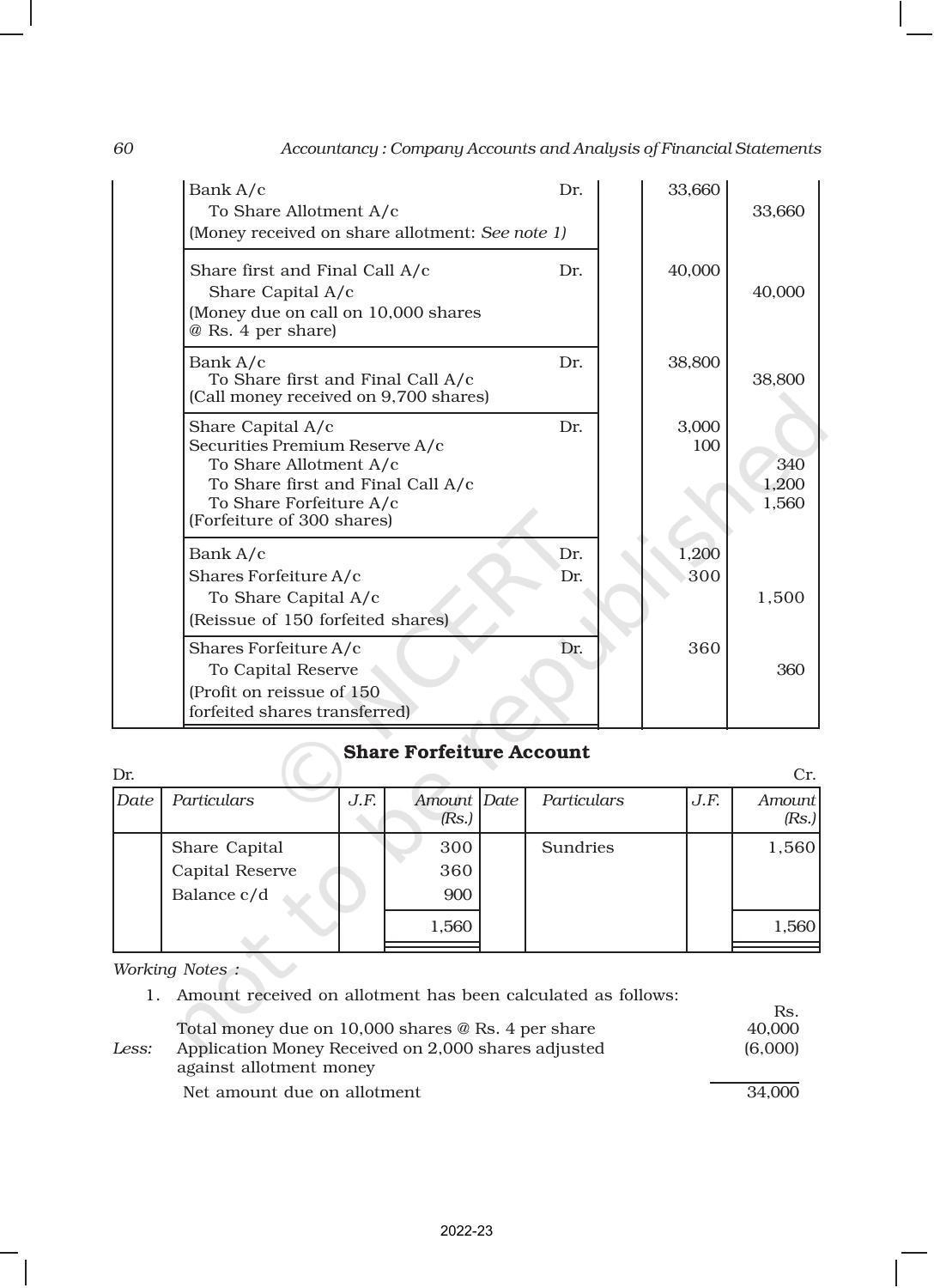 NCERT Book for Class 12 Accountancy Part II Chapter 1 Accounting for Share Capital - Page 60