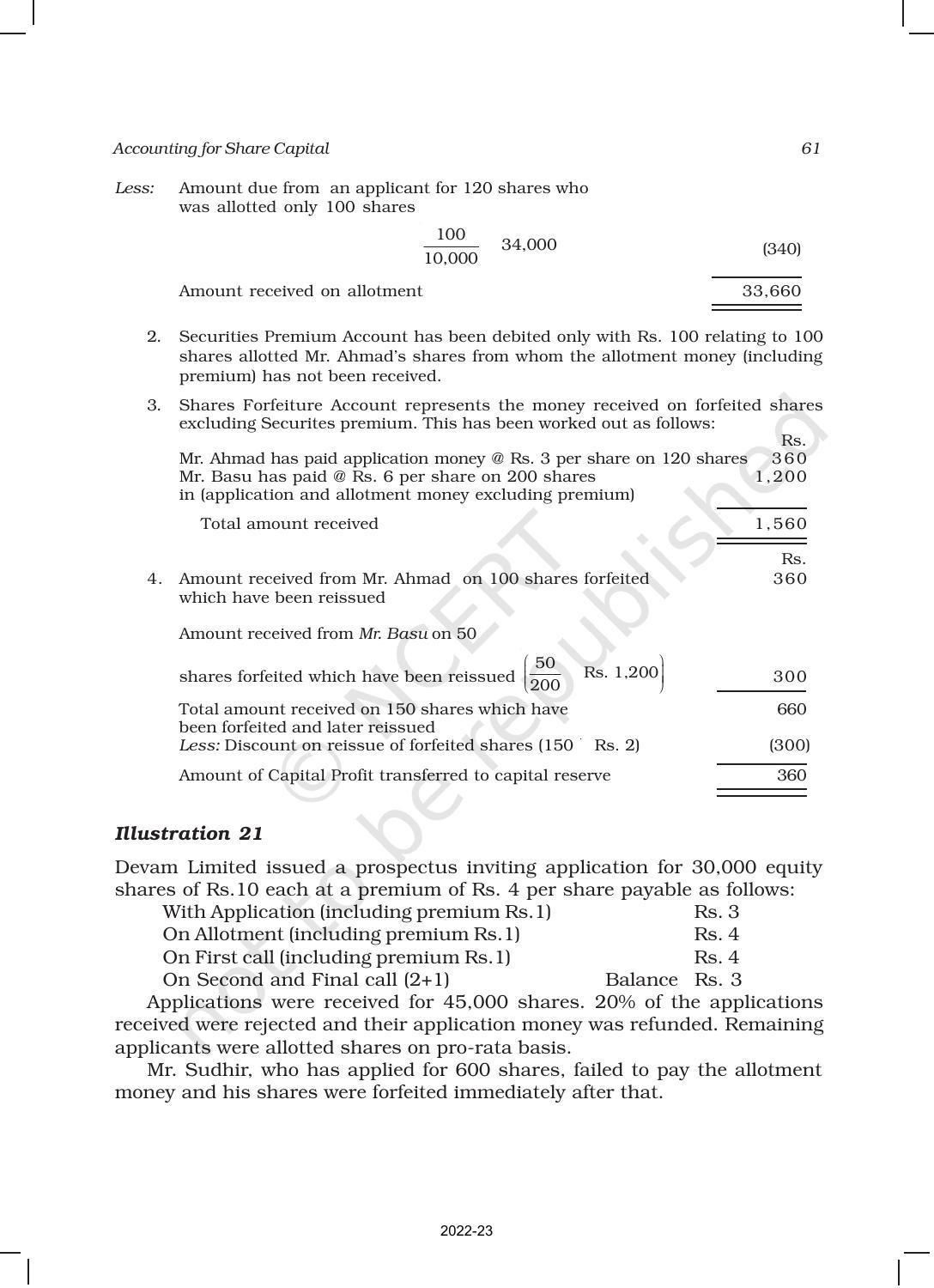 NCERT Book for Class 12 Accountancy Part II Chapter 1 Accounting for Share Capital - Page 61