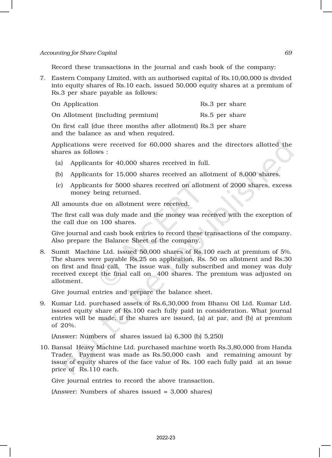 NCERT Book for Class 12 Accountancy Part II Chapter 1 Accounting for Share Capital - Page 69