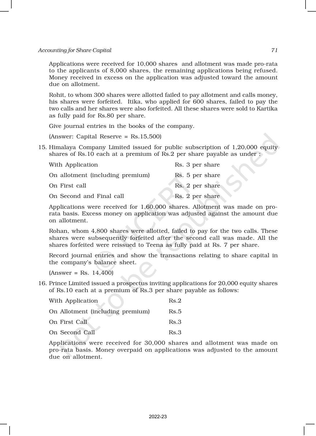 NCERT Book for Class 12 Accountancy Part II Chapter 1 Accounting for Share Capital - Page 71