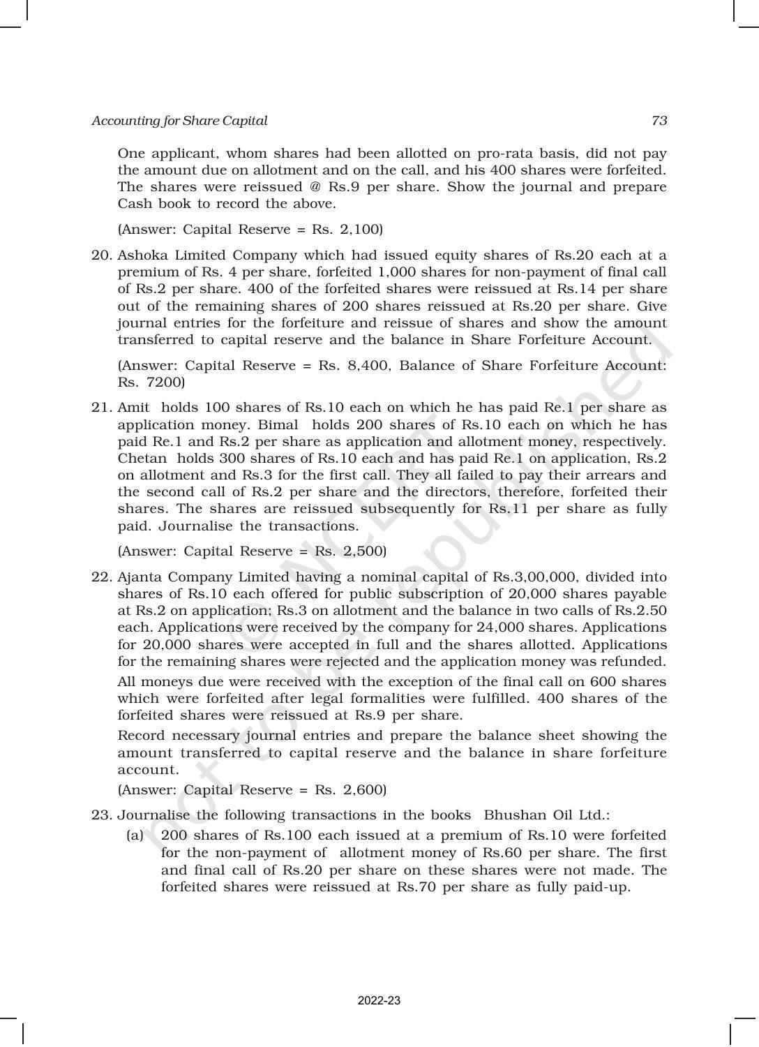 NCERT Book for Class 12 Accountancy Part II Chapter 1 Accounting for Share Capital - Page 73