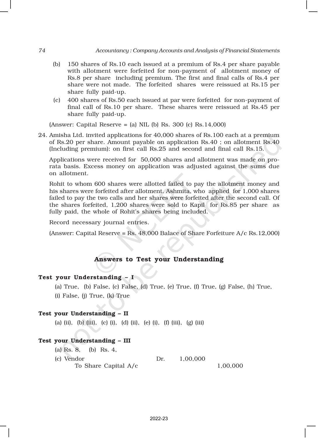 NCERT Book for Class 12 Accountancy Part II Chapter 1 Accounting for Share Capital - Page 74