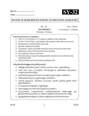 Kerala Plus Two Question Paper 2022 - Statistics