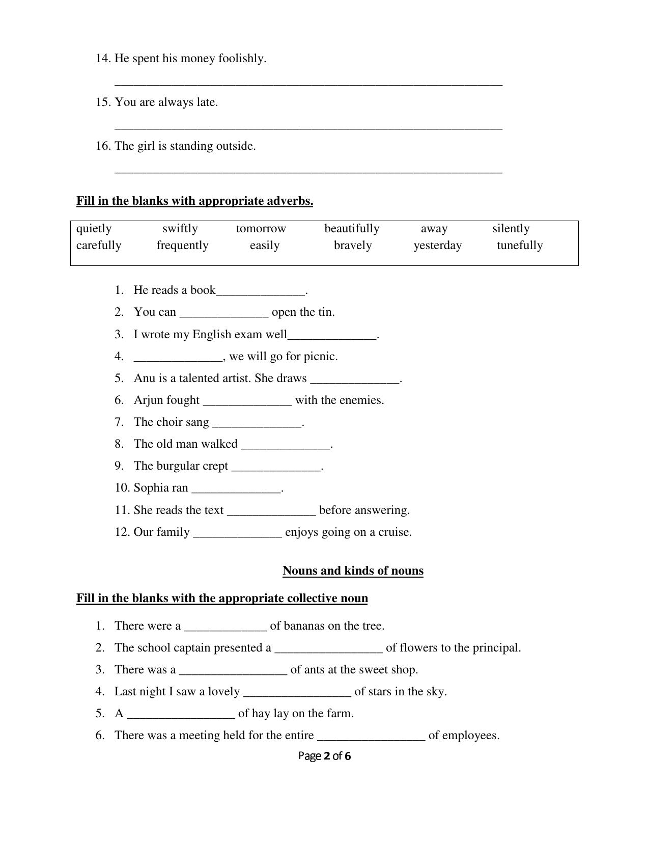 Worksheet for Class 4 English Assignment 68 - Page 2