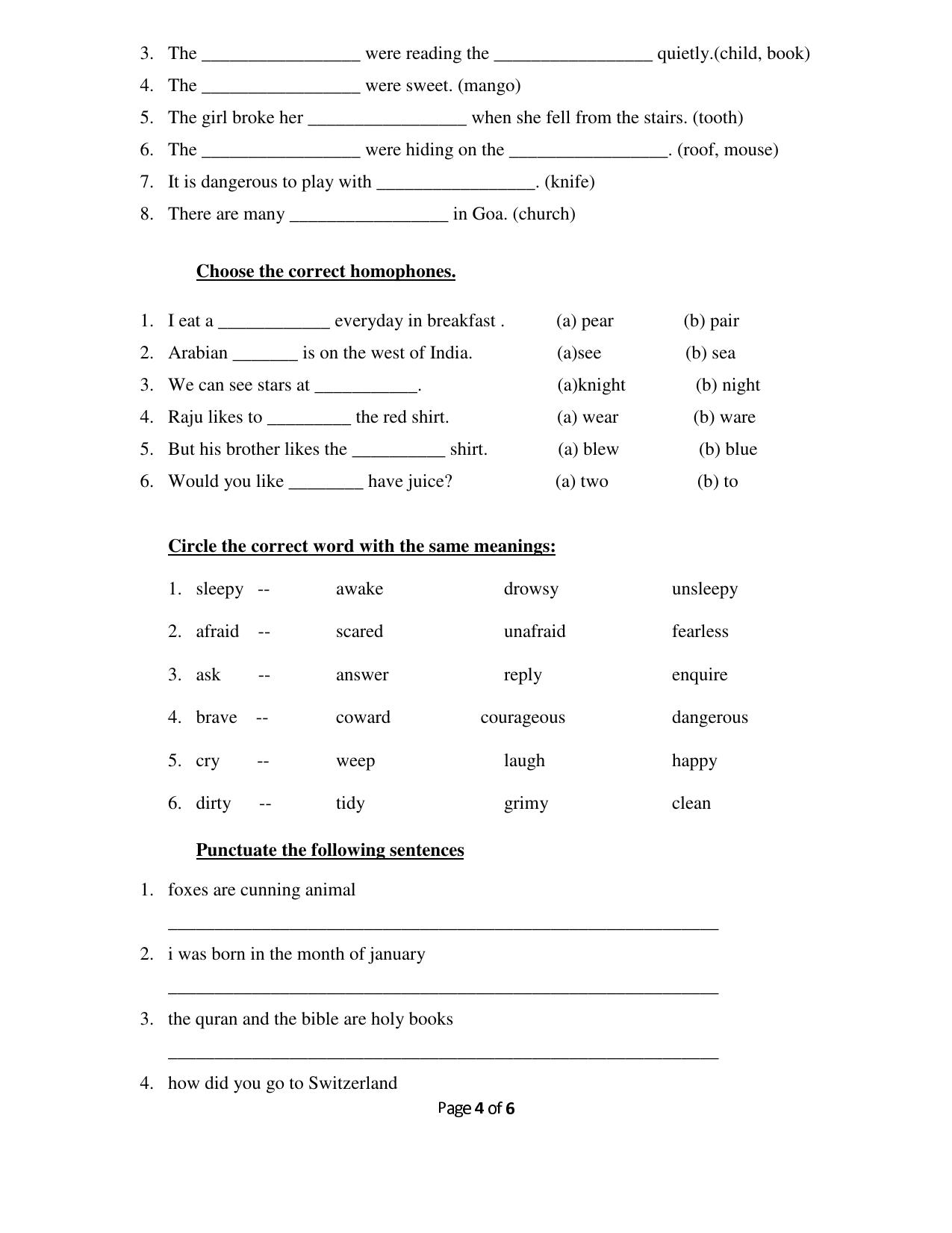 Worksheet for Class 4 English Assignment 68 - Page 4