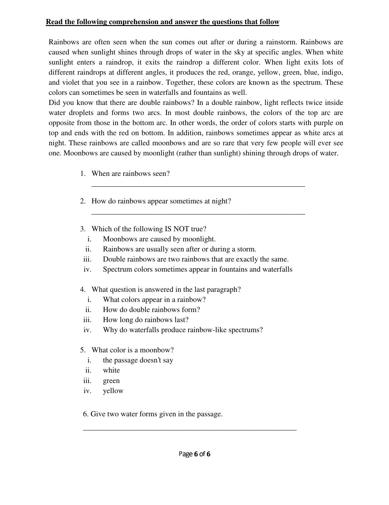 Worksheet for Class 4 English Assignment 68 - Page 6
